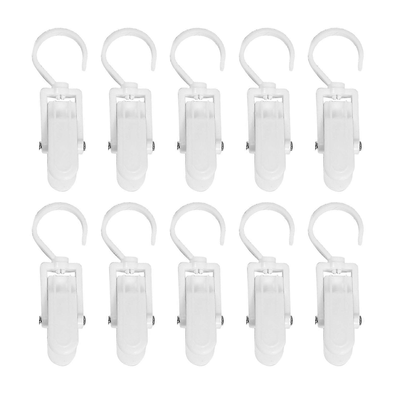 10pcs Rotatable Plastic Clothes Hook Clips White