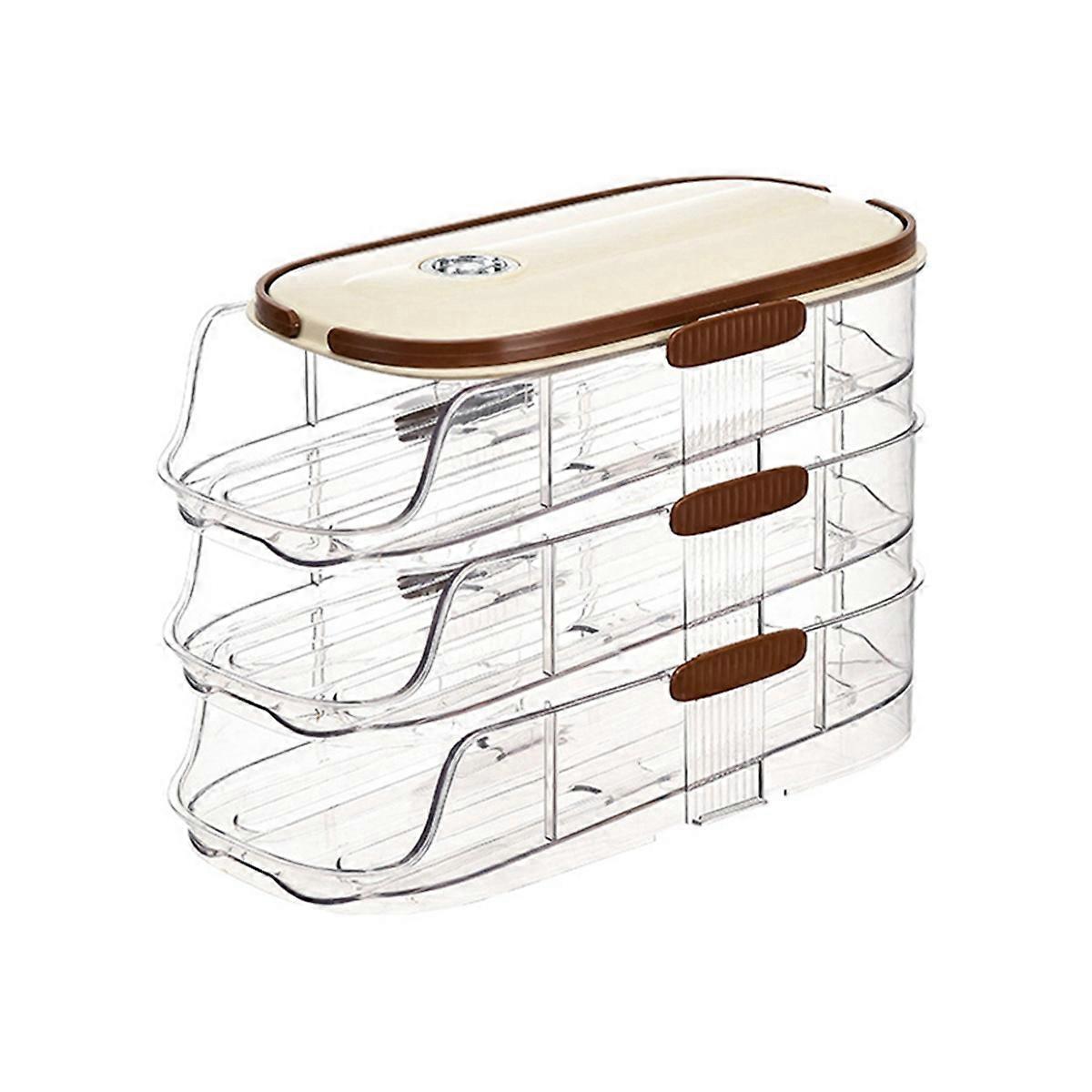 Double-Row Egg Storage Box Kitchen Refrigerator Side Door Egg Box Transparent Rolling Egg Rack,B