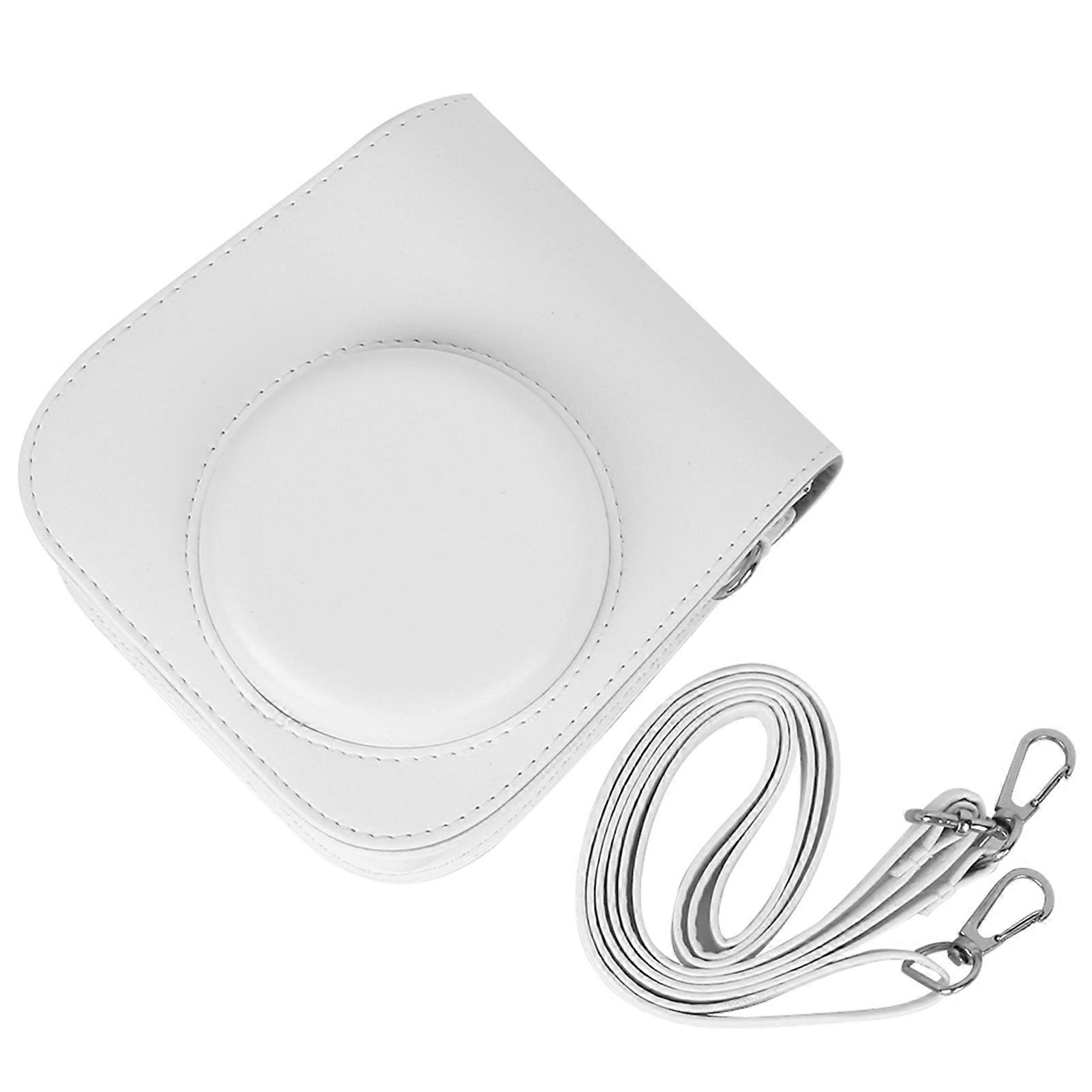PU Leather Camera Case with Shoulder Strap for Fujifilm Instax Mini 11 (White)