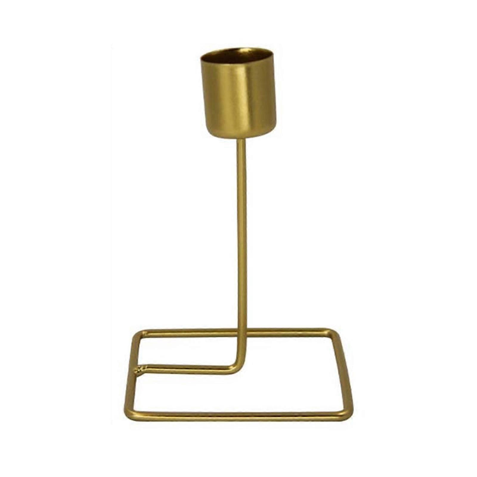 Golden Metal Taper Candle Holder for Elegant Dining Room and Weddings Centerpieces Candlestick Stand with Round Base