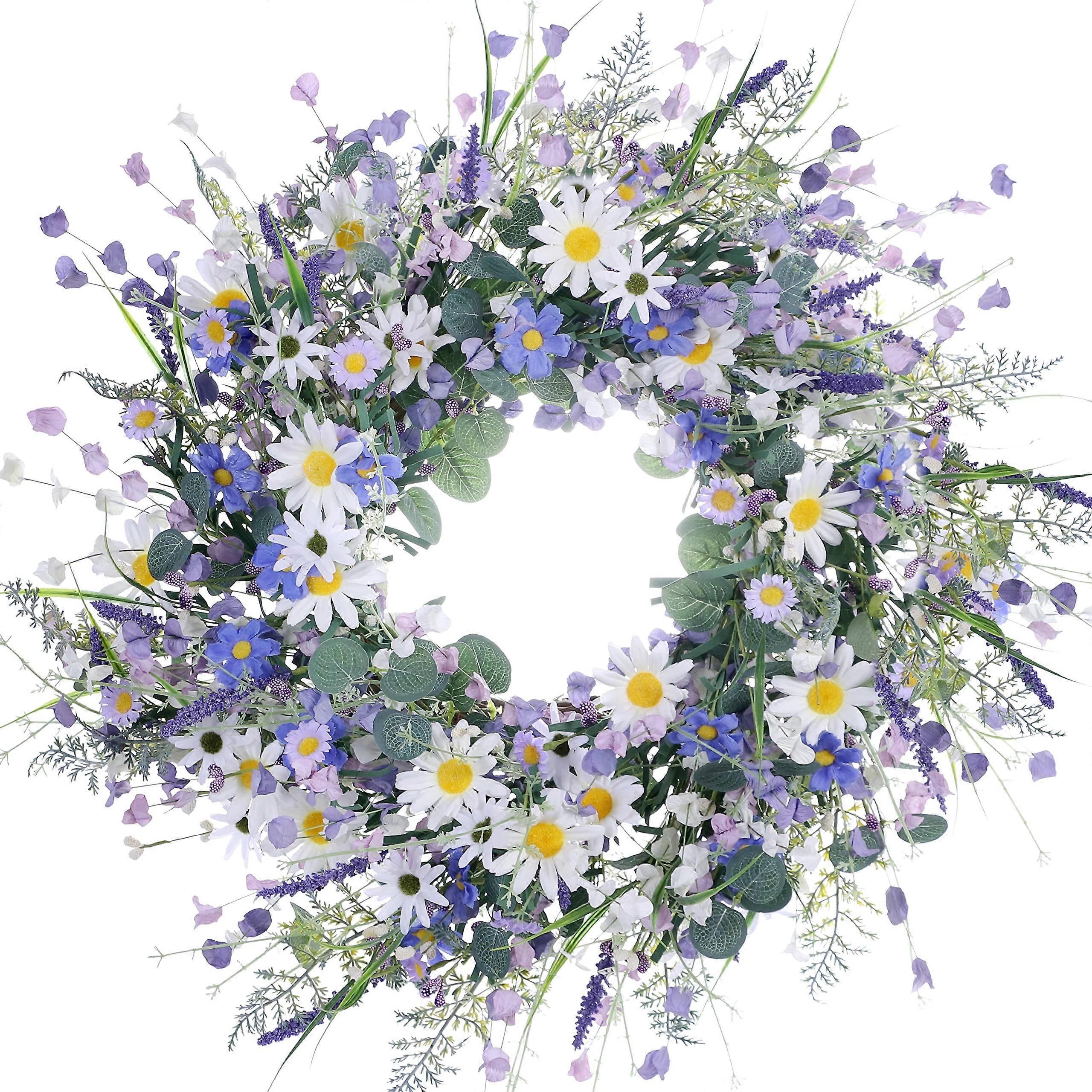 24 Inch Spring Summer Wreath - Daisy and Lavender Front Door Decor