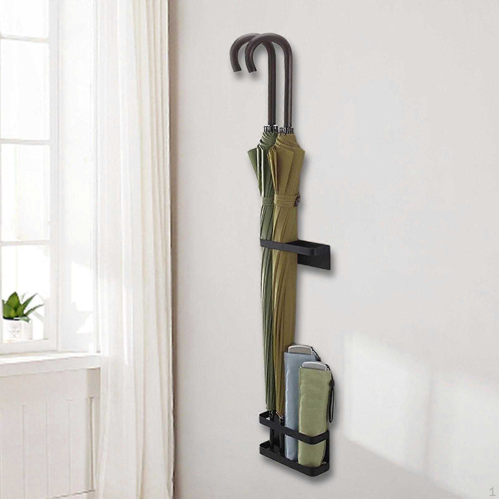 Wall Hanging Umbrella Stand Draining Shelf Adjustable Mounted Storage Rack