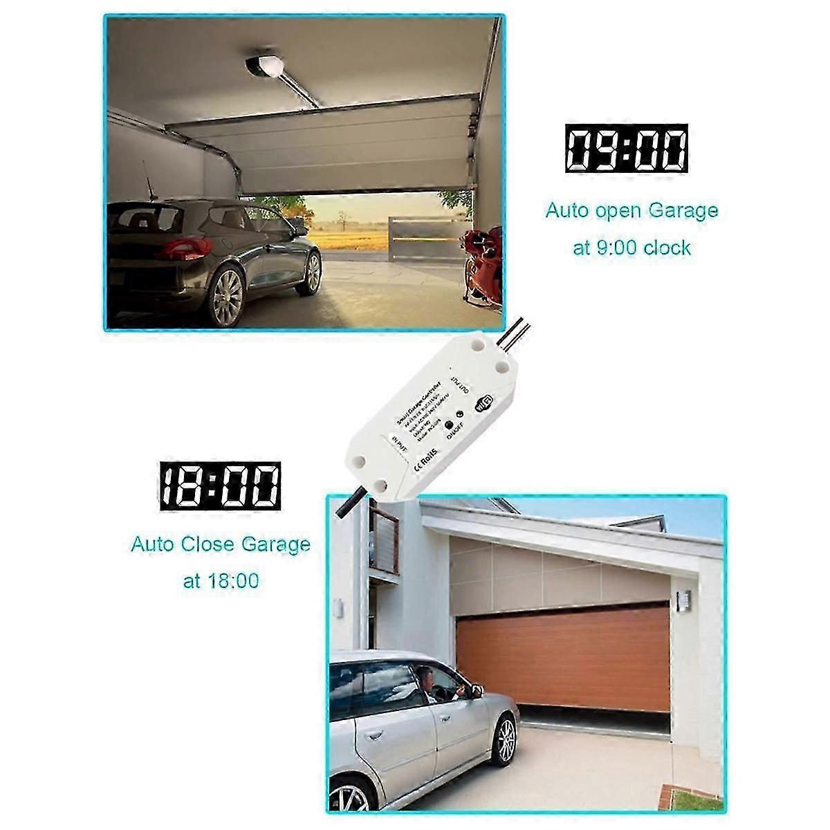 Tuya WIFI 2.4G Smart Garage Door Opener Controller Open and Close By Phone APP Compatible Alexa and Home EU Plug