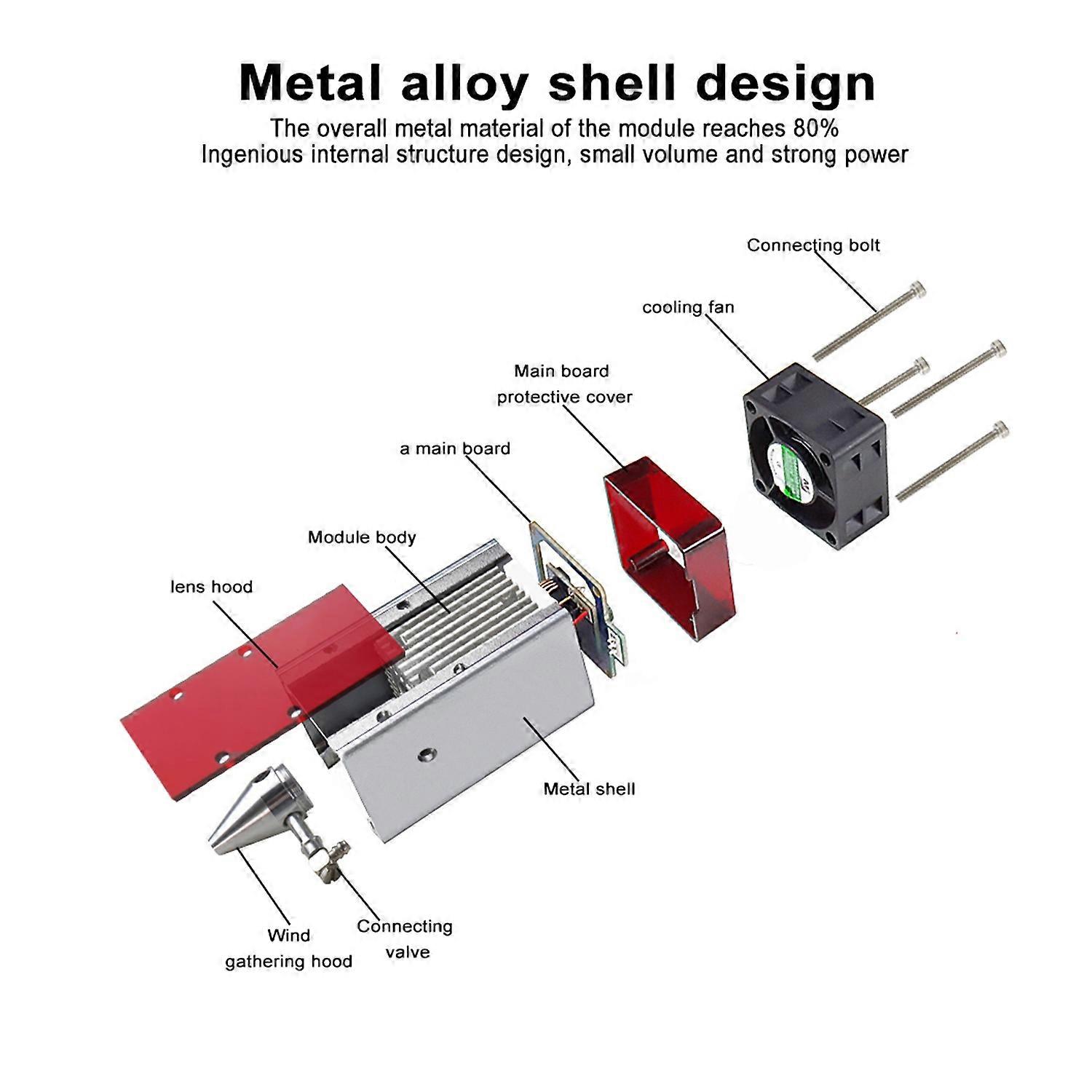 FF80-EAIR 10W Laser Module for Laser Engraving Machine Double Compression Laser Design Free Focus Ey