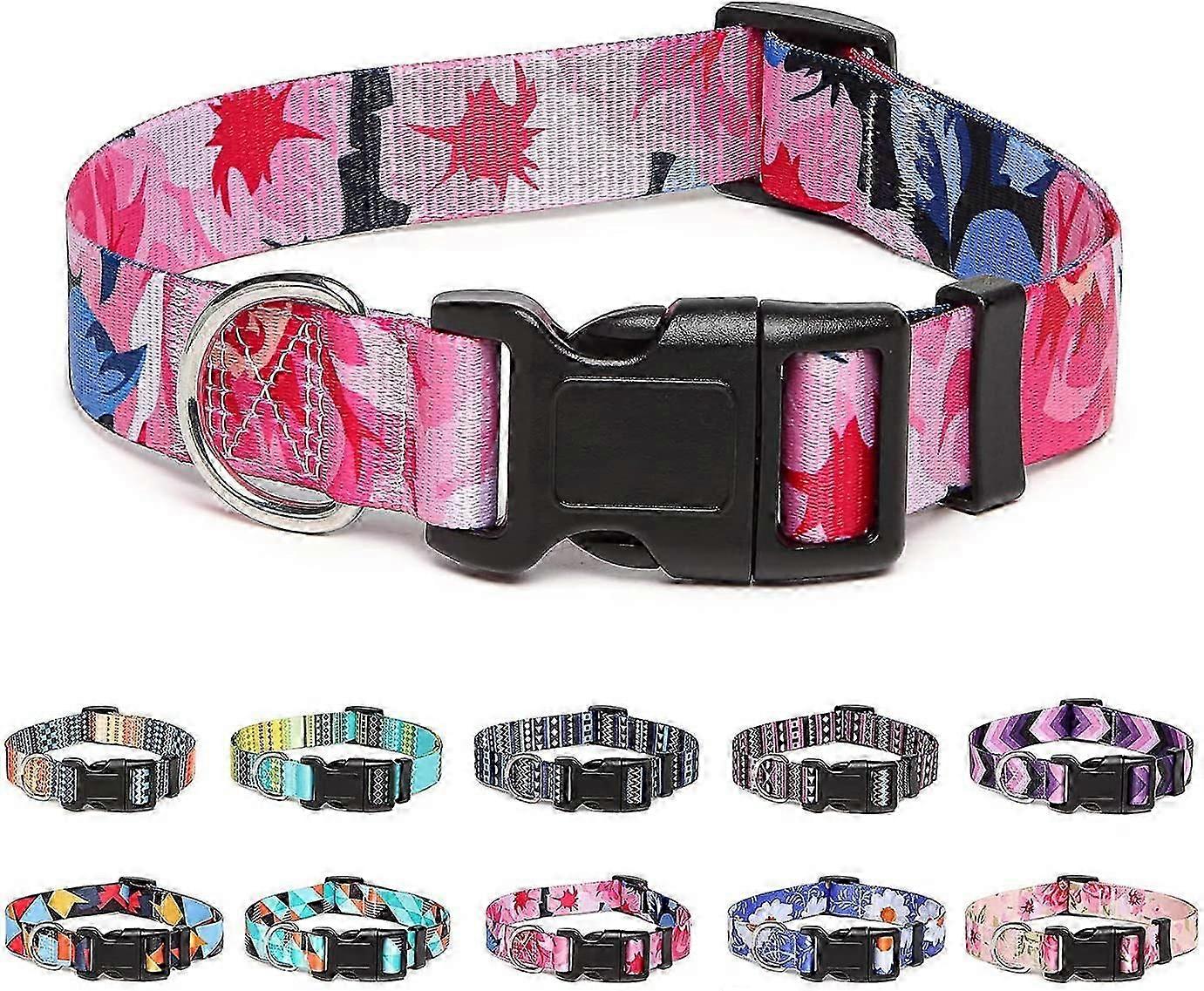 Adjustable Nylon Dog Collar with Patterns, Soft Comfy Pet Collar for Small Medium Large Dogs (S, Arrow)