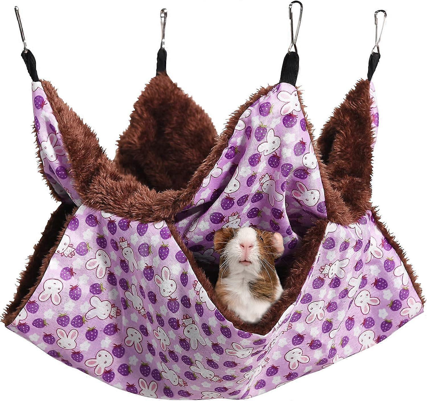 Hammock Design For Pet Relaxation, Small Animal Cage Bed With Soft Plush Material, Double Layered For Enhanced Comfort, Easy To Assemble Using Quick