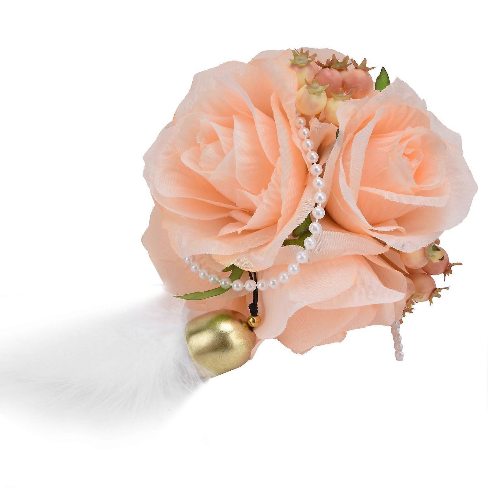 Simulation Rose Ball Artificial Flower Ball with Jingle Bell Feather for Photography Props, 10-Inch, Decorative Floral Design