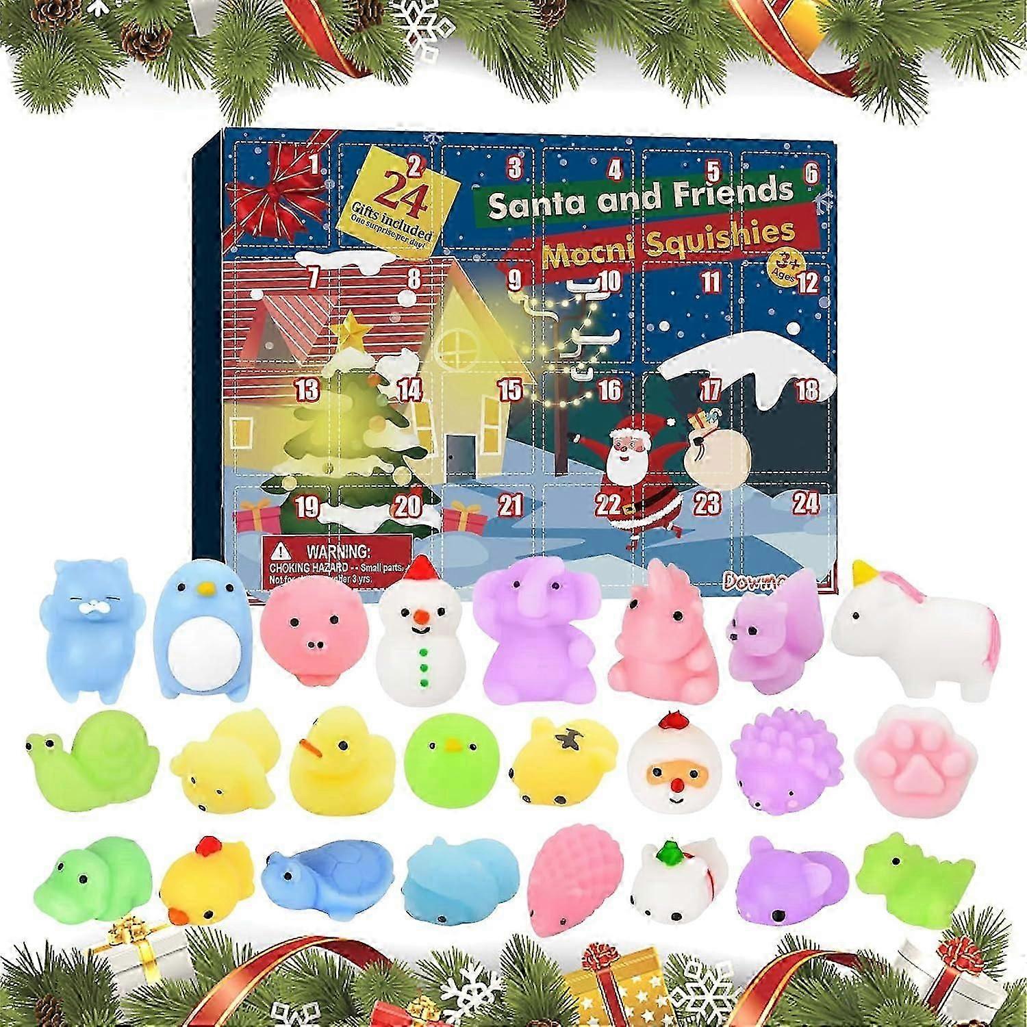 Christmas Advent Calendar 2023 for Kids Toy Advent Calendar 2024 for Kids,24 Grids Christmas Cute Rubber Animals Christmas Countdown