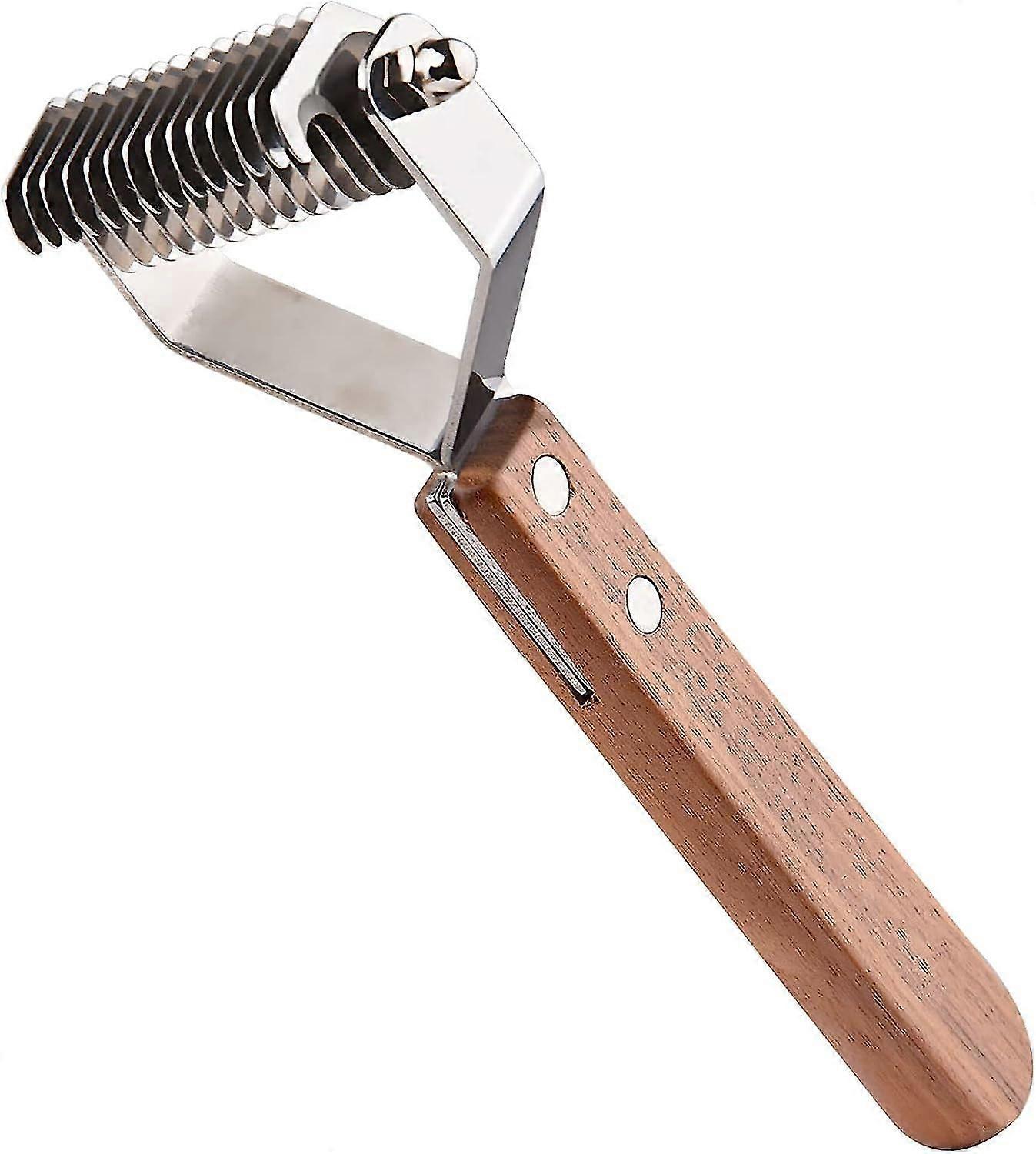 19.5 * 8 سم ، مقبض خشبي بفرشاة ذات أسنان واحدة ، فرشاة قطط ، فرشاة حلاقة لإزالة شعر الأليفة ، فرشاة فك تشابك القطط ، مشط شعر طويل وقصير