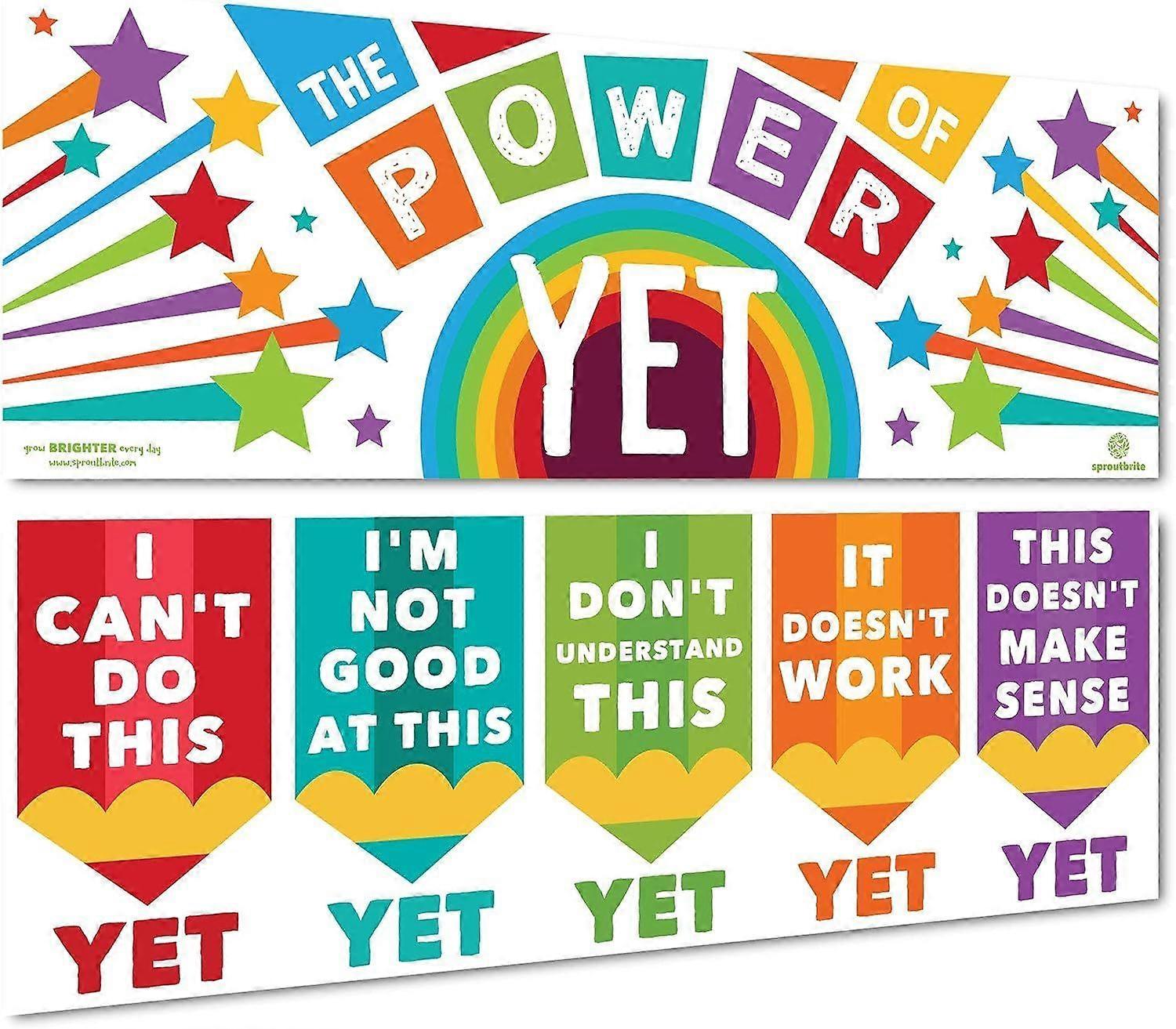 成長マインドセット教室の装飾 - 教師のためのバナーポスター - 幼稚園、小学校、中学校のテーマの掲示板と壁の装飾