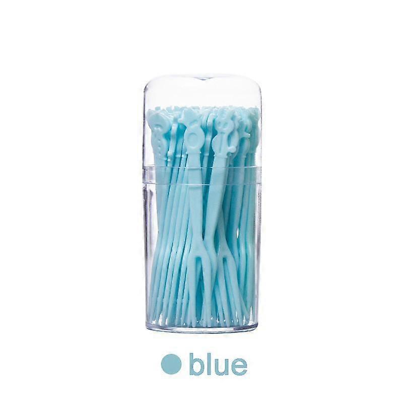 Simple Fruit Forks with Storage Box 50pcs/set Plastic Child-Friendly Dessert Forks Home Use Fork Food-Grade For Restaurant Cute Animal Design