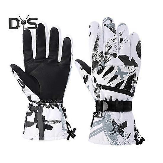 1 Pair Winter Cycling Gloves Waterproof Unisex Windproof Thick Warm Heat Retention Anti-slip Great Friction Palm Outdoor Skiing Riding Gloves