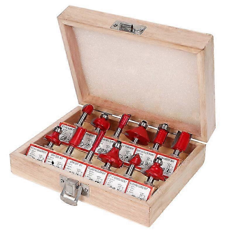 1/4" TCT Router Bit Set 12pce 1/4", Red