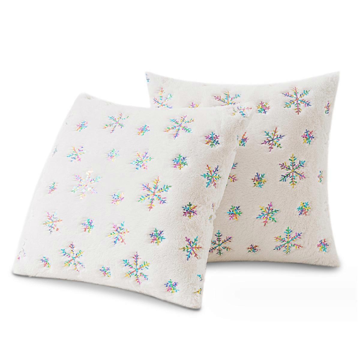 Cozy Decorative Pillowcase, Festive Atmosphere With Sparkle Chic Snowflakes, 18 X 18 Inch Soft Faux Fur, Invisible Zipper For Ease Of Use, Winter
