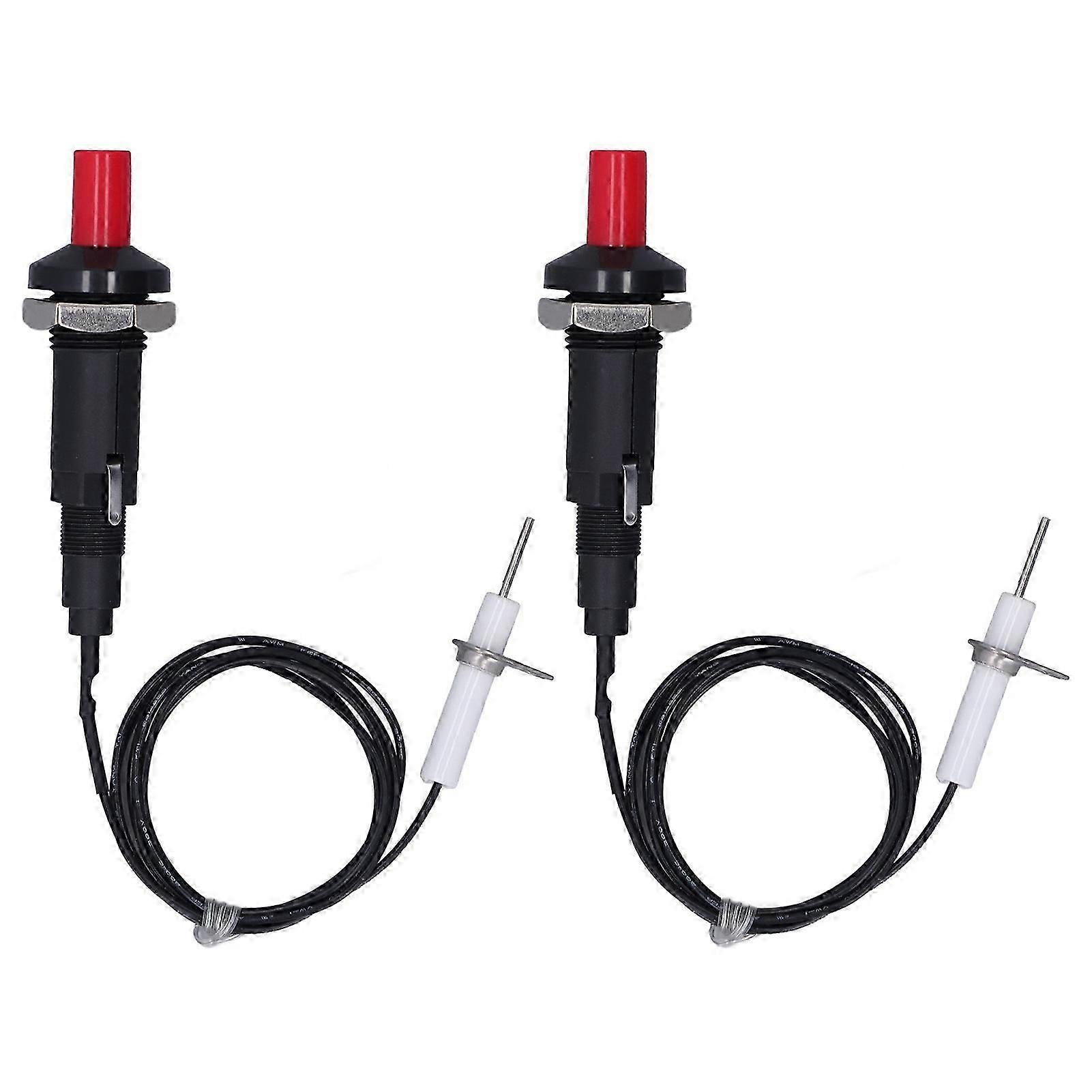2 Pcs Piezo Igniter 1 Out 2 Push Button with Ignition Needle Wire 1 Meter Piezoelectric Ignition for Fireplace Oven Heater Kitchen