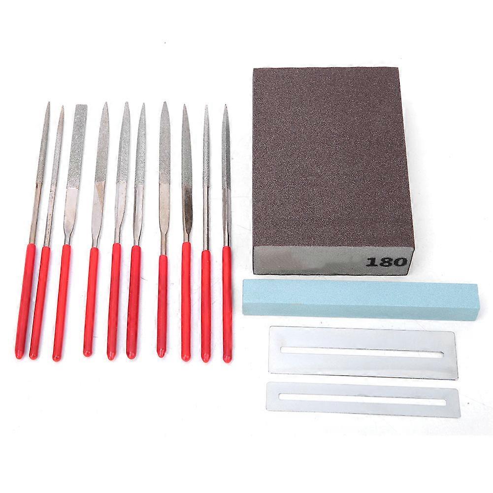 14pcs Guitar Repair Tool Set, Grinding Sponge, Polishing Stone, Fret File Set