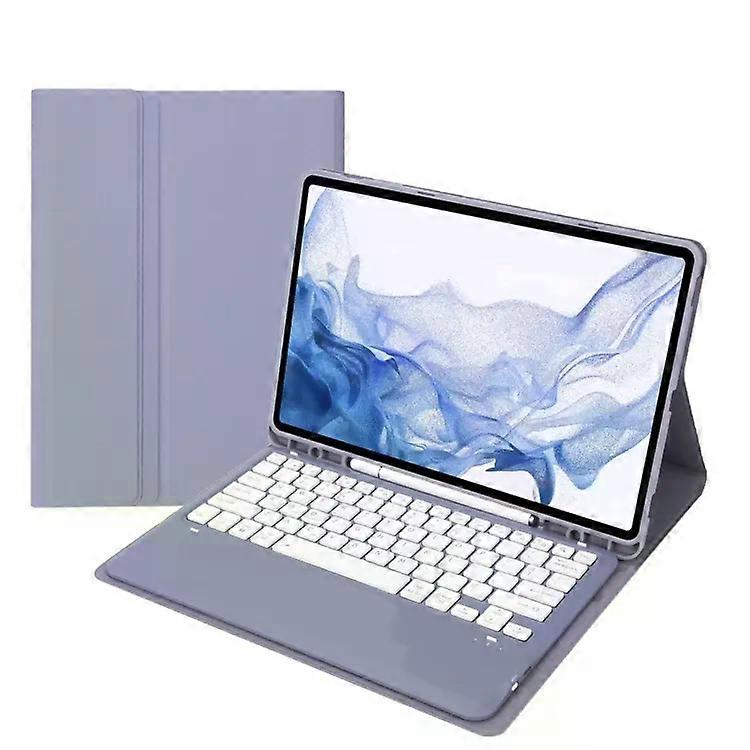 Bluetooth Keyboard Leather Case for Samsung Galaxy Tab S8+/S7+/S7 FE-T800B,Detachable,Purple Purple