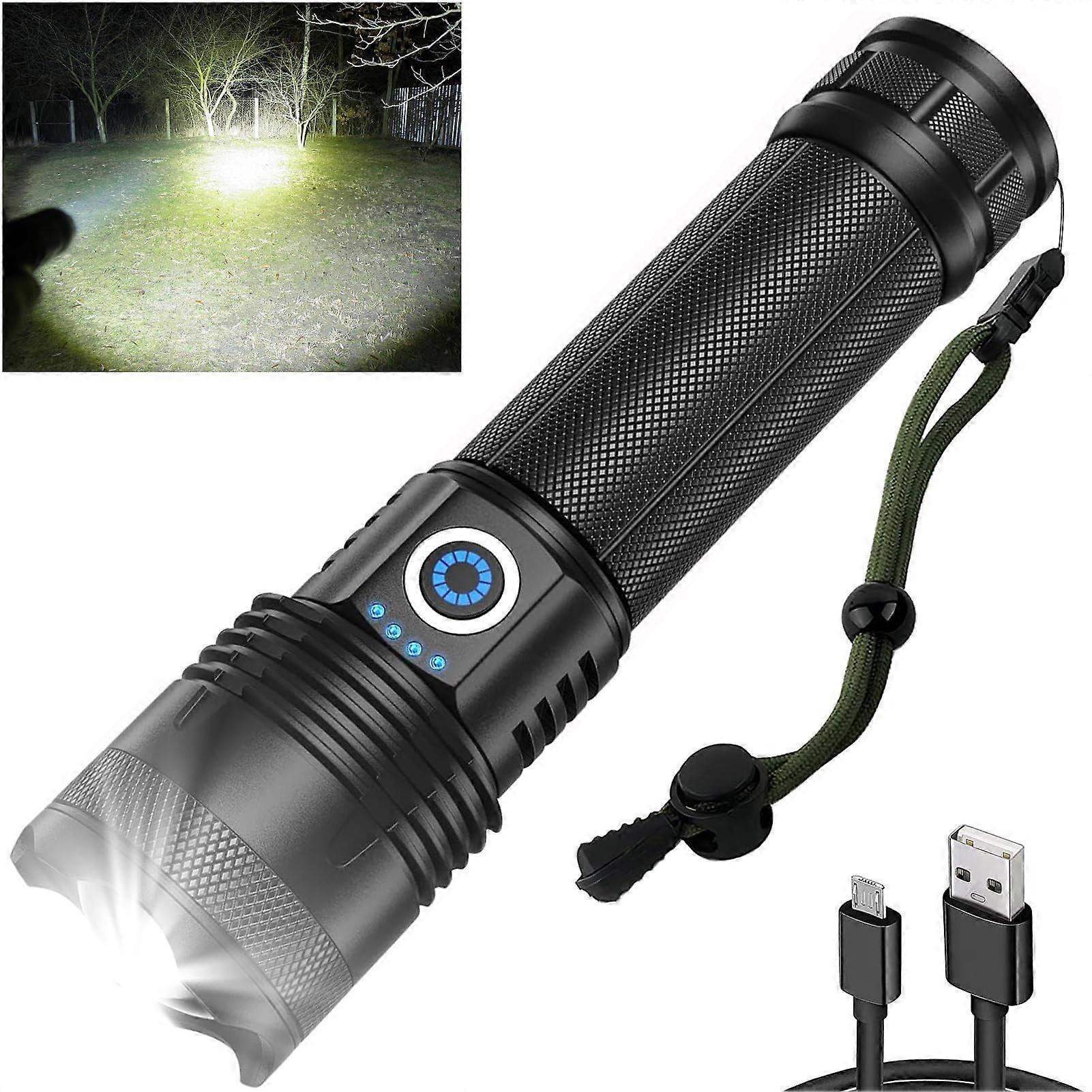 Rechargeable LED Flashlights 100,000 Lumens Handheld Five Modes For Camping Emergencies