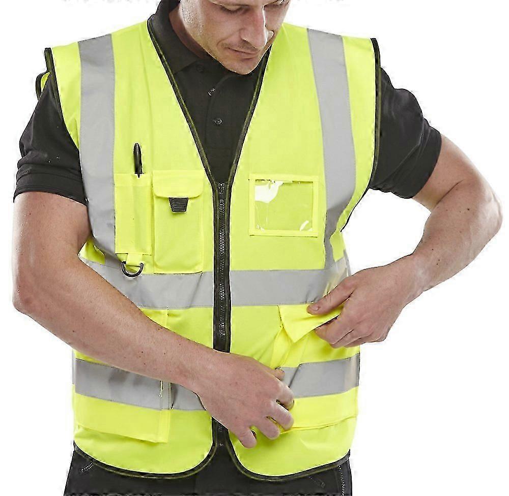 Yellow reflective road warning vest