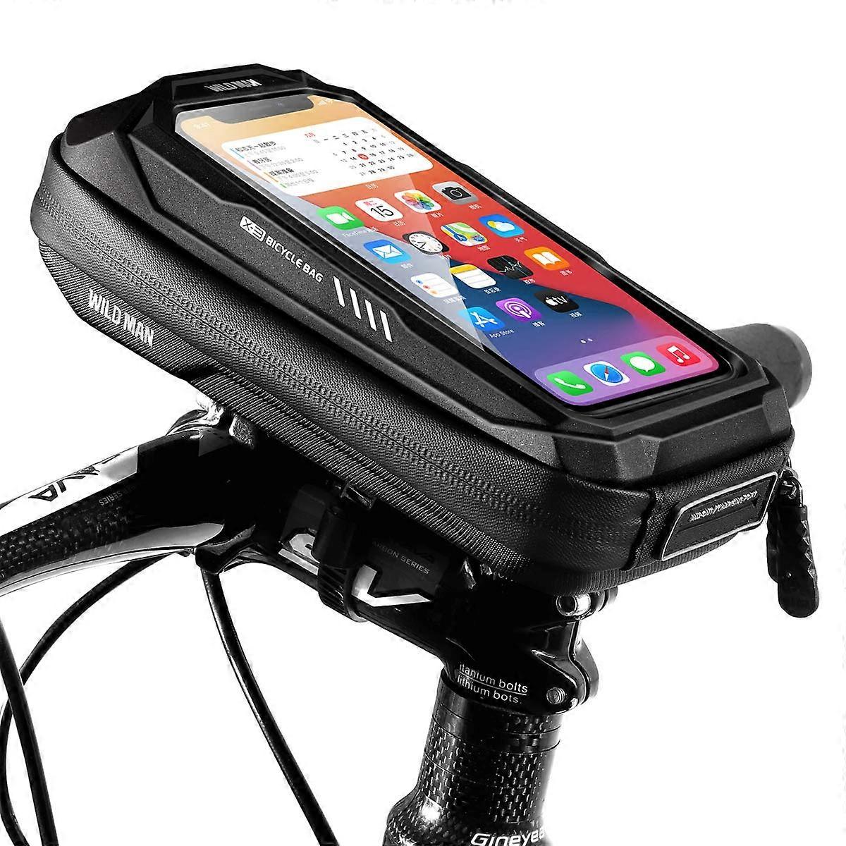 Bicycle Handlebar Bag With Phone Holder, Top Tube Frame Bag For iPhone 13 Pro To 16 Pro, Easy Access On Rides