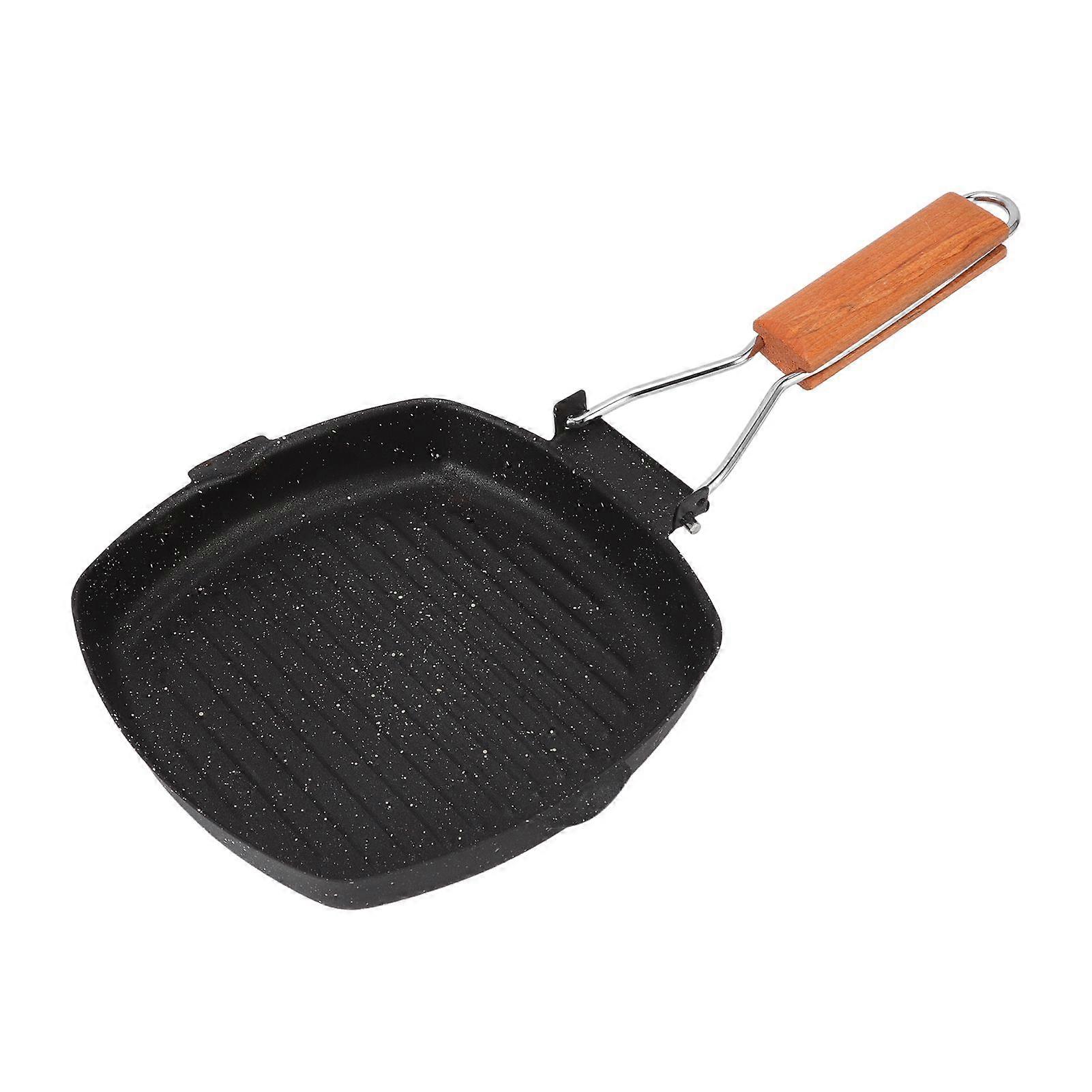 Frying Pan Outdoor Folding Beech Handle Non-Stick Grill Pan