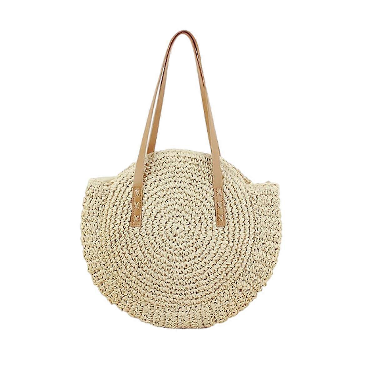 Straw Handbags Women Handwoven Round Corn Straw Bags Large Summer