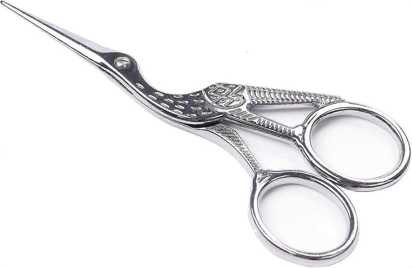 Classic Stork Scissors - Silver Stainless Steel Sharp Tip Sewing Scissors