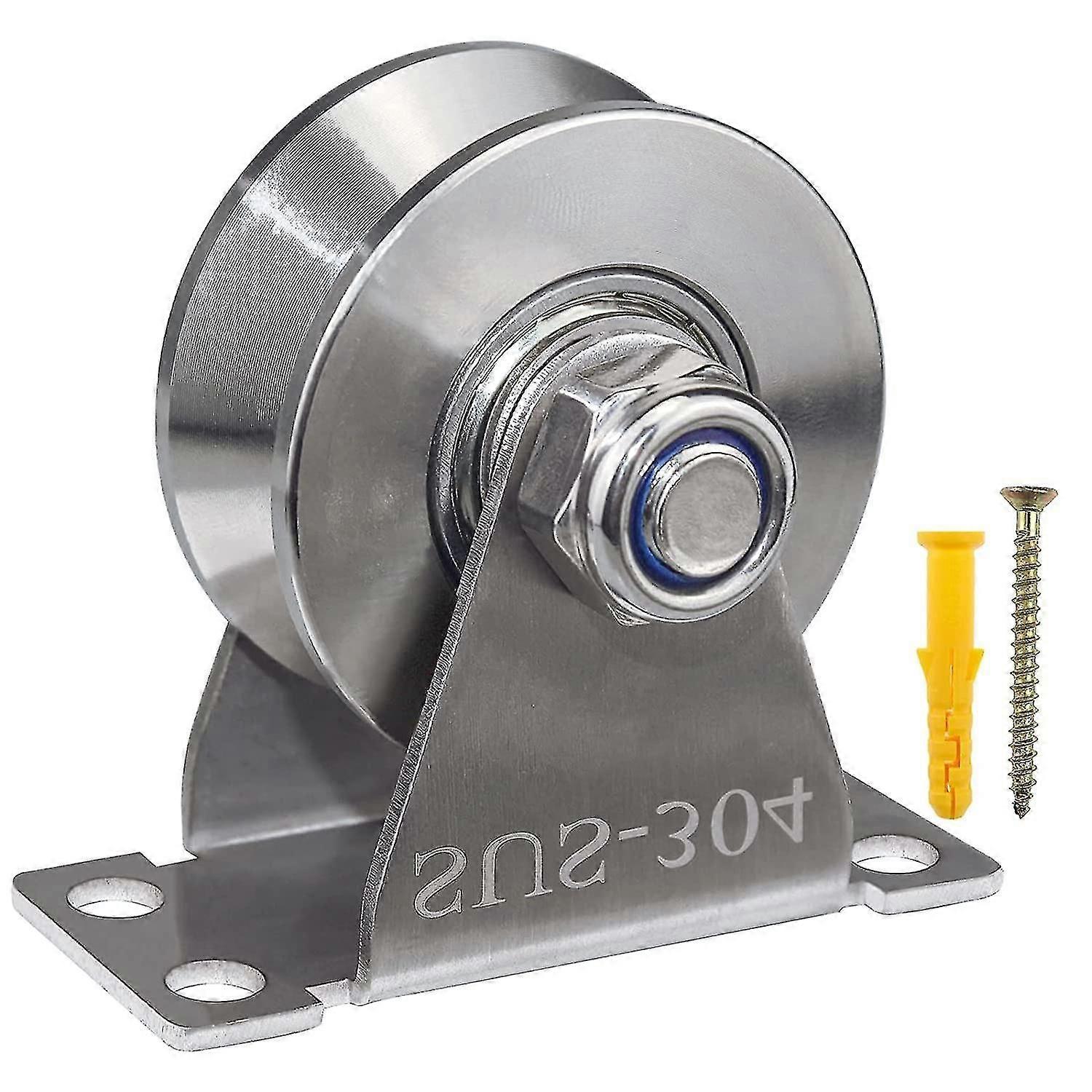 Groove Wheel Pulley Stainless Steel Pulley Block Super Silent Single Pulley Block For Sliding Gate And Wire Rope Detachable Duplex Bearing With Mounti