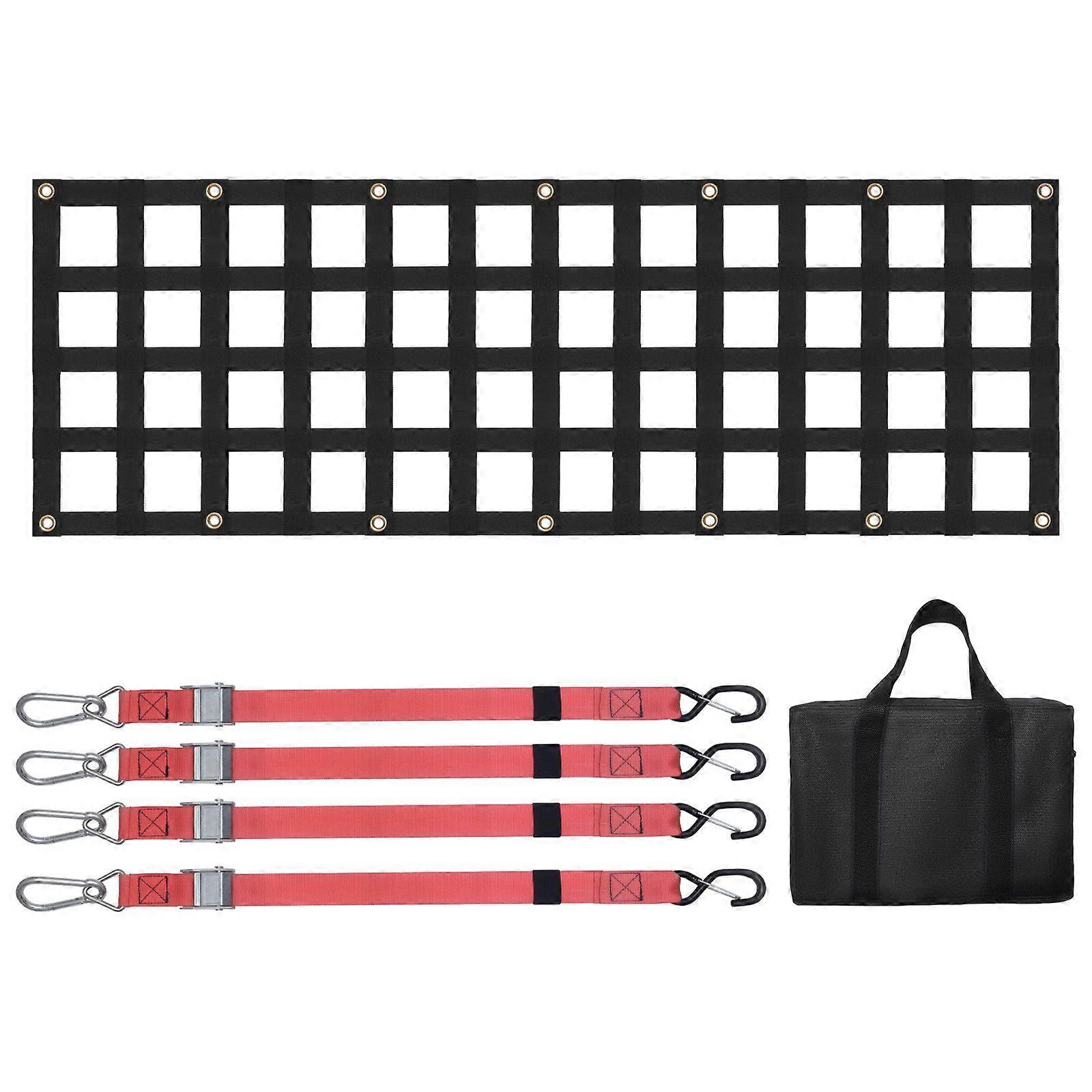 Heavy Duty Tailgate Net, 54 in x 18 in, Cargo Net for Truck Bed with 4 Adjustable Telescopic Straps, Extendable & Durable