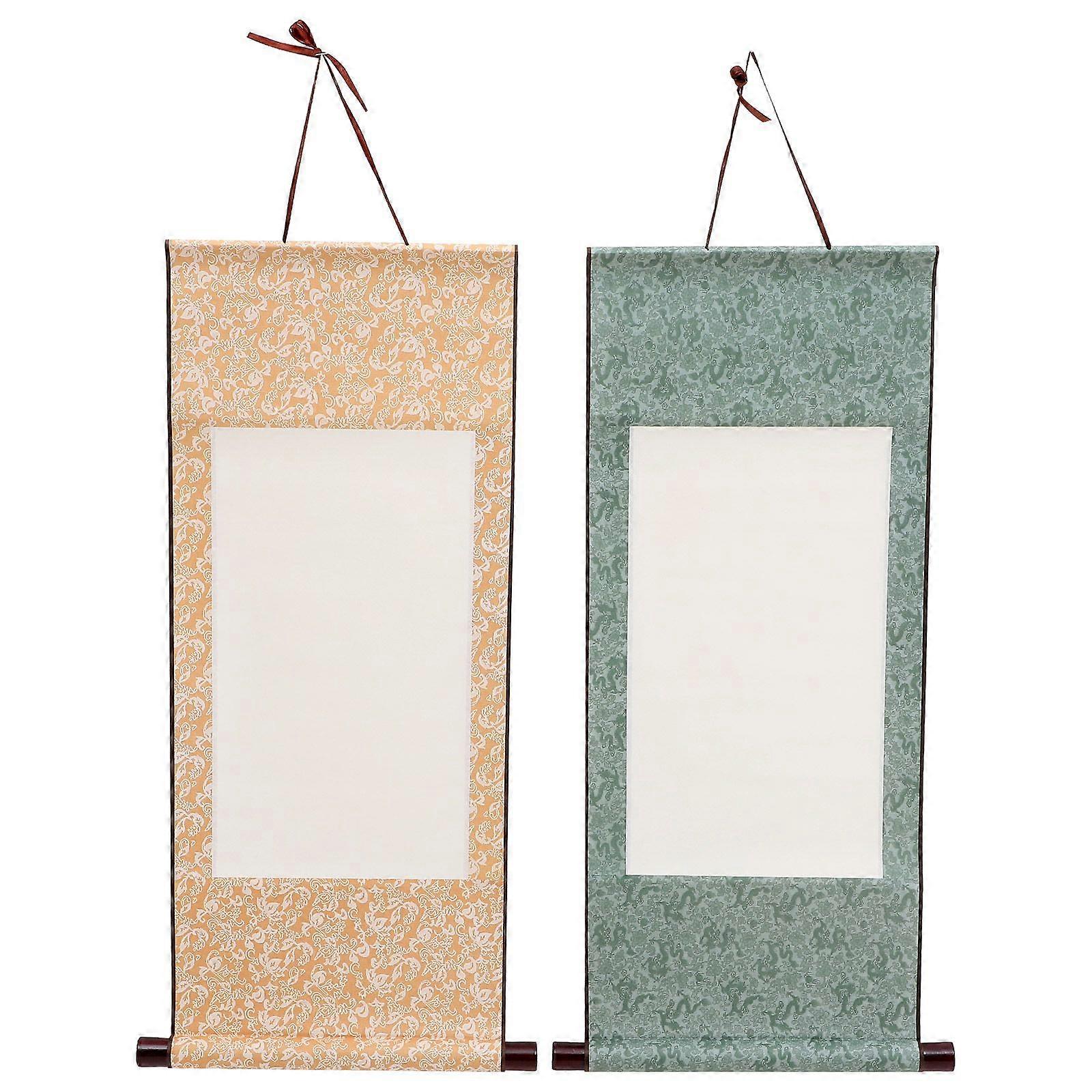 2Pcs Blank Scroll Calligraphy Blank Scroll Hanging Scroll Small Calligraphy Scroll Calligraphy Painting Paper