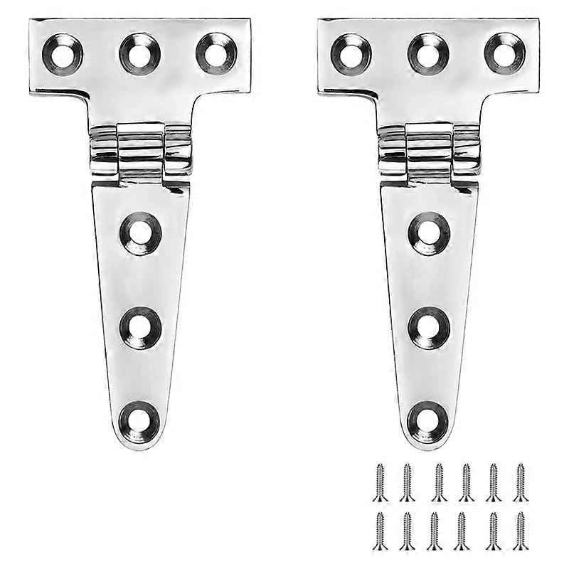 Dobradiças T de Grau Marinho, Dobradiças para Barcos, 4 Polegadas x 2 Polegadas, Sem Ruído, Aço Inoxidável 316 para Serviço Pesado com Parafusos (2 PCS)