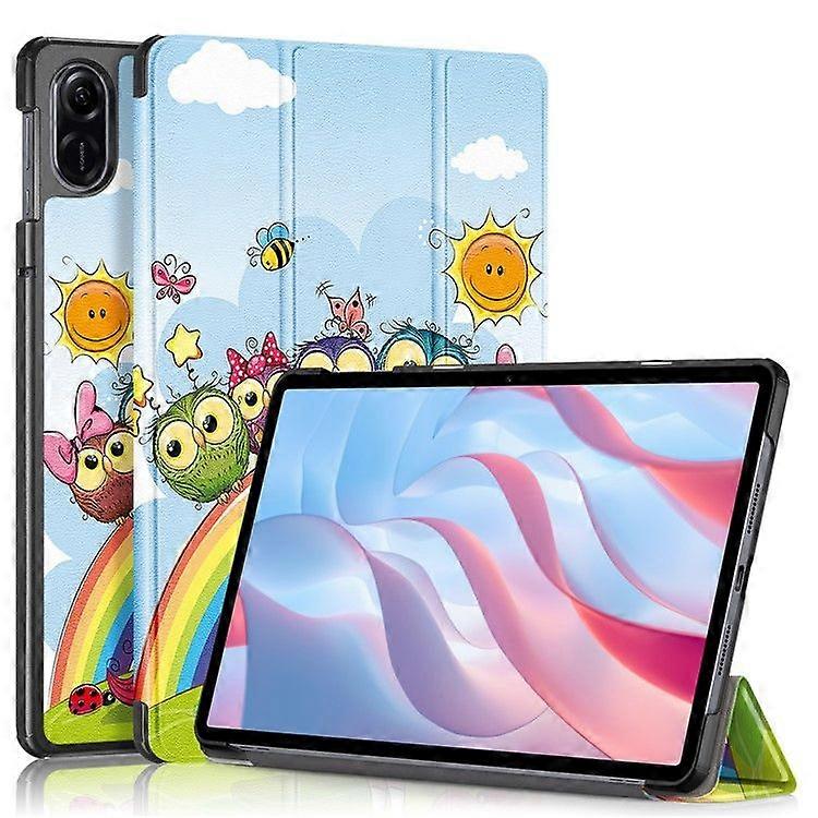 PUレザータブレットケース、Honor Pad X9、パターン印刷三つ折りスタンドフォリオ保護カバー