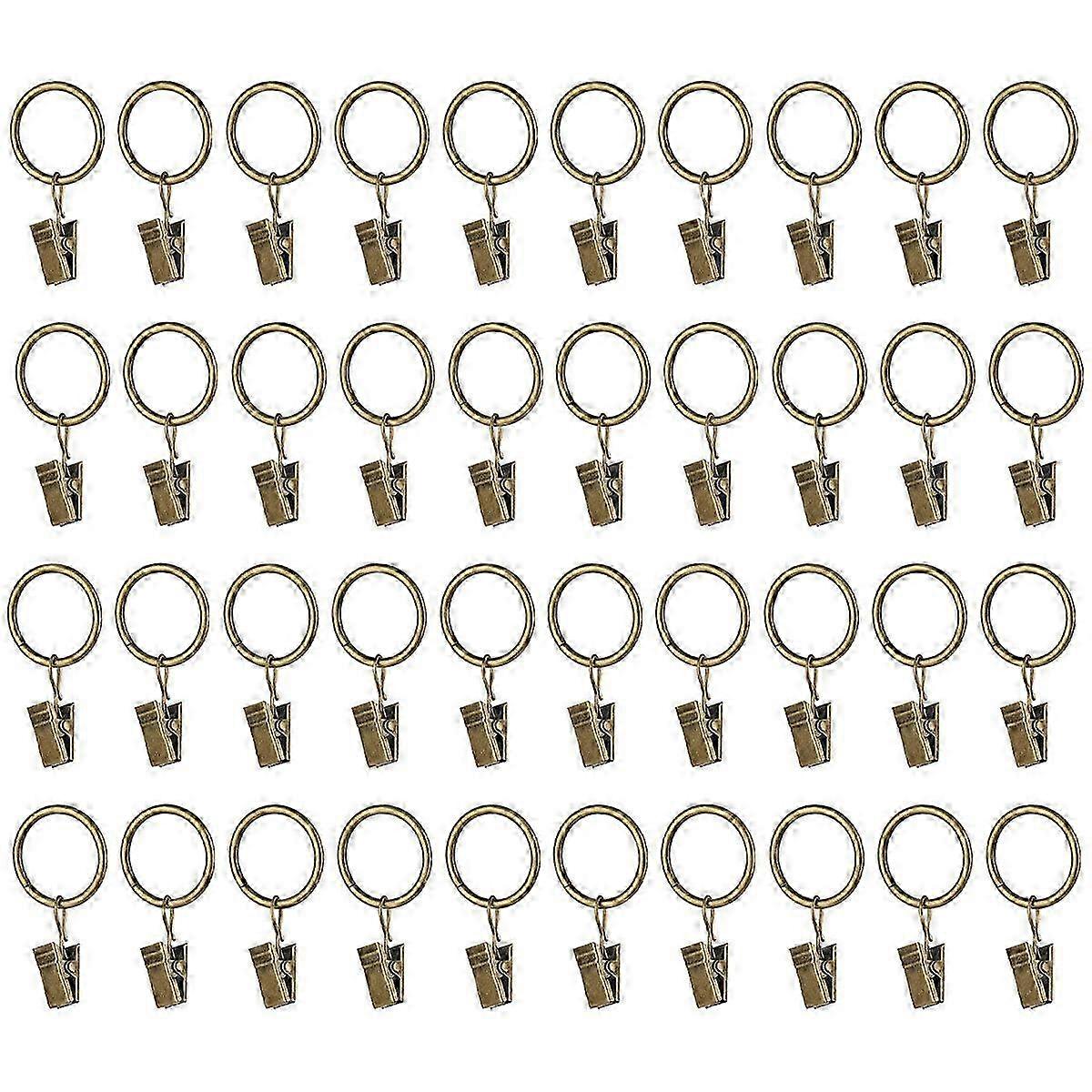 40-Piece Set of Metal Curtain Rings with Clips 25mm Inner Diameter for Curtains and Rods
