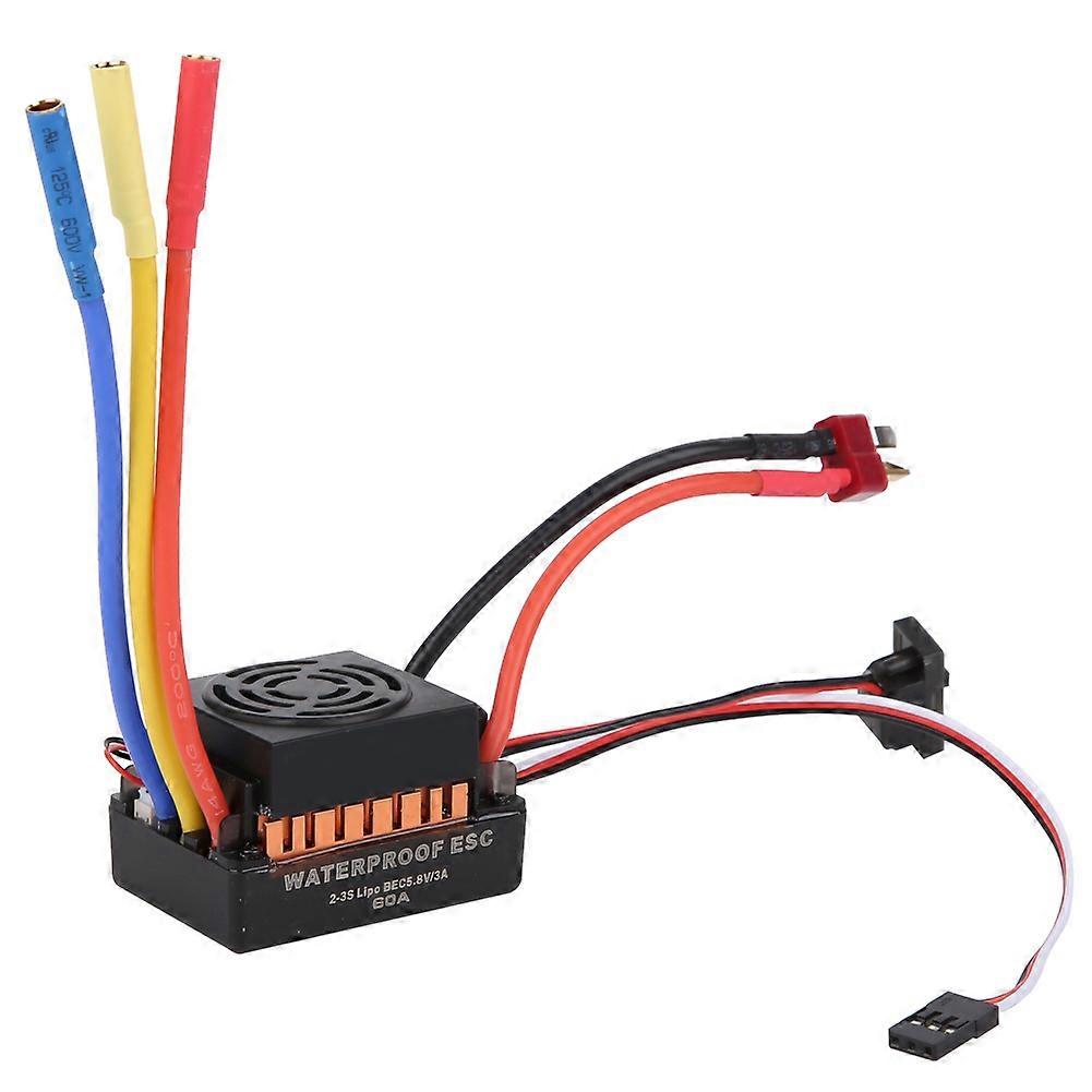 HOBBYFANS 60A Car Electronic Speed Control Sensorless Electronic Speed Control with 4.0 Banana Head for RC CarOrange