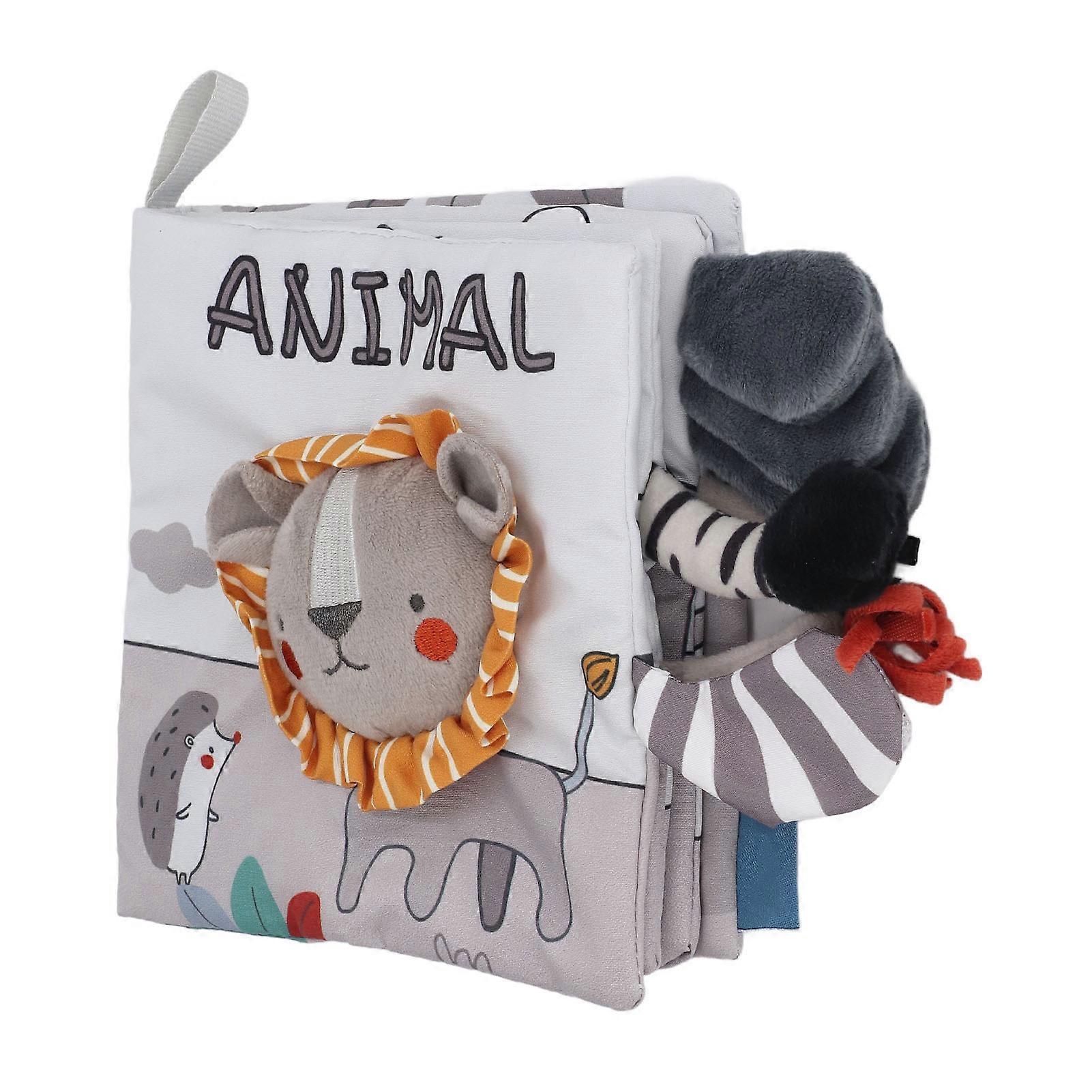 Chewable 3D Educational Early Learning Soft Baby Animal Cloth Books for Over 4 Months Grey White