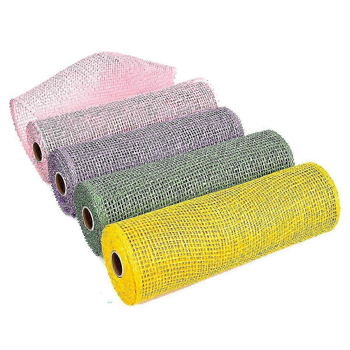 4 10 Inch x 5 Yard Easter Mesh Burlap Mesh Ribbon Decor
