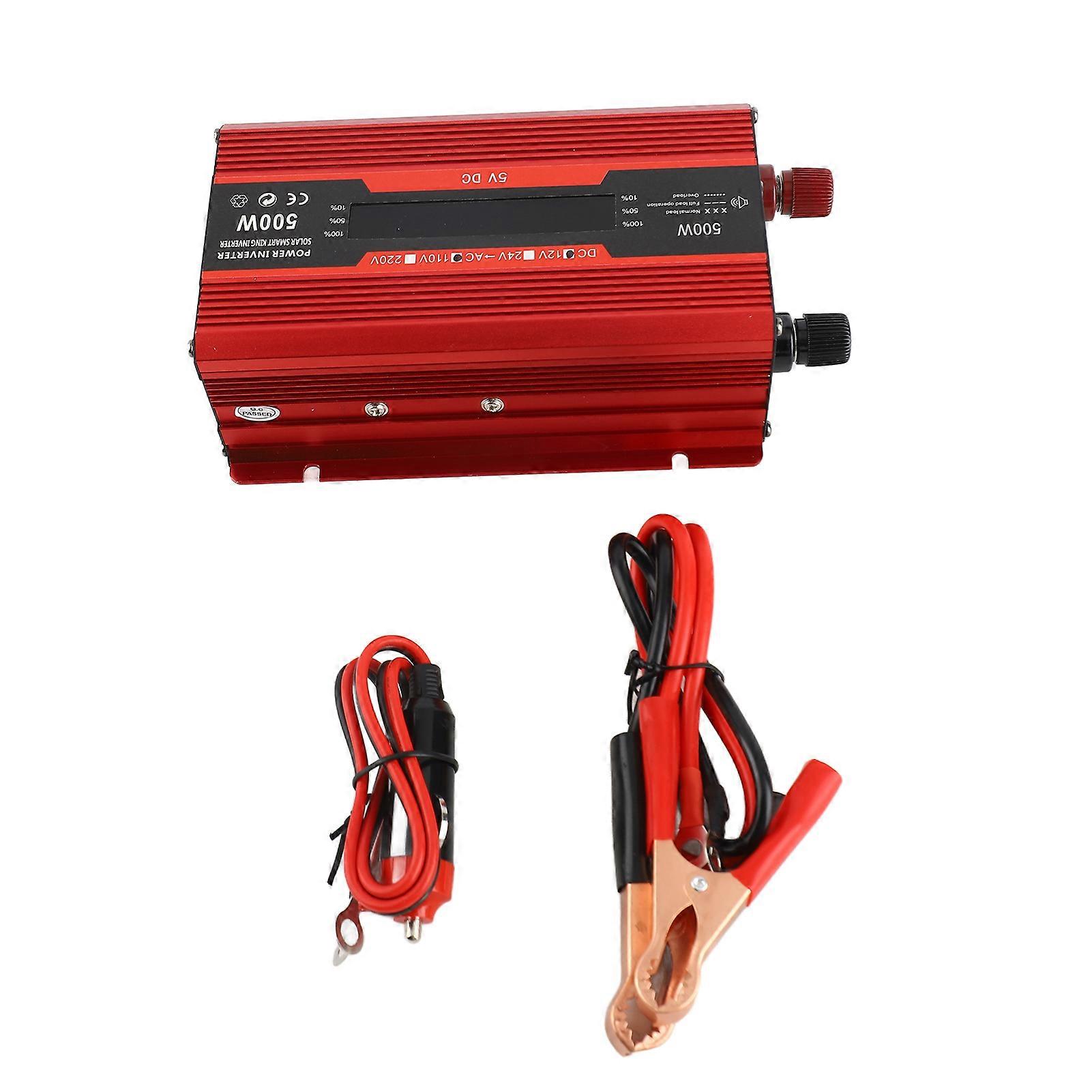 500W Power 12V to 110V AC Converter LCD Digital Modified Sinewave Inverter with AC Outlets USB Charging Port On-Off Switch for Car RV Solar Panel