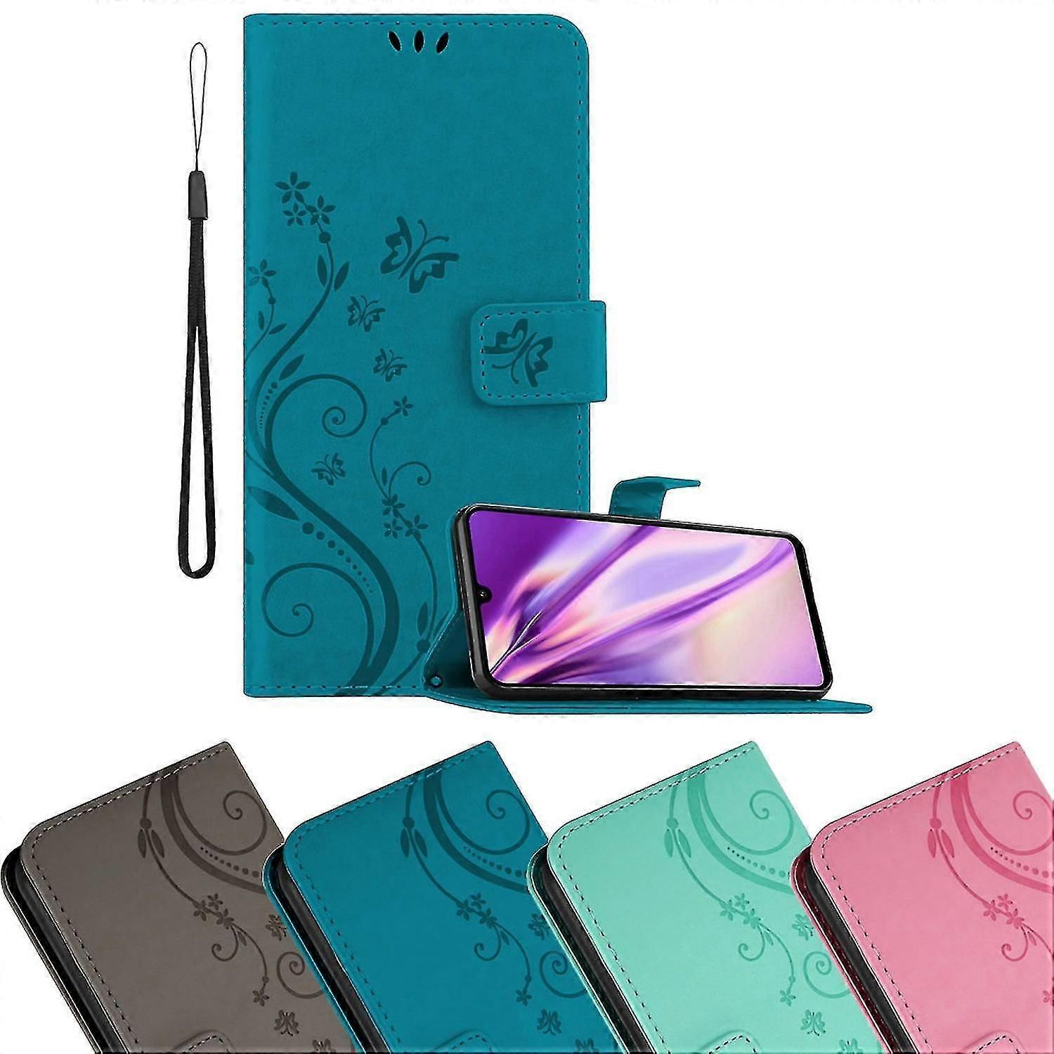 Huawei P30 Lite Handy Hülle Cover Case Etui with Flower Pattern Stand Function and Card Slot for Huawei P30 Lite Models