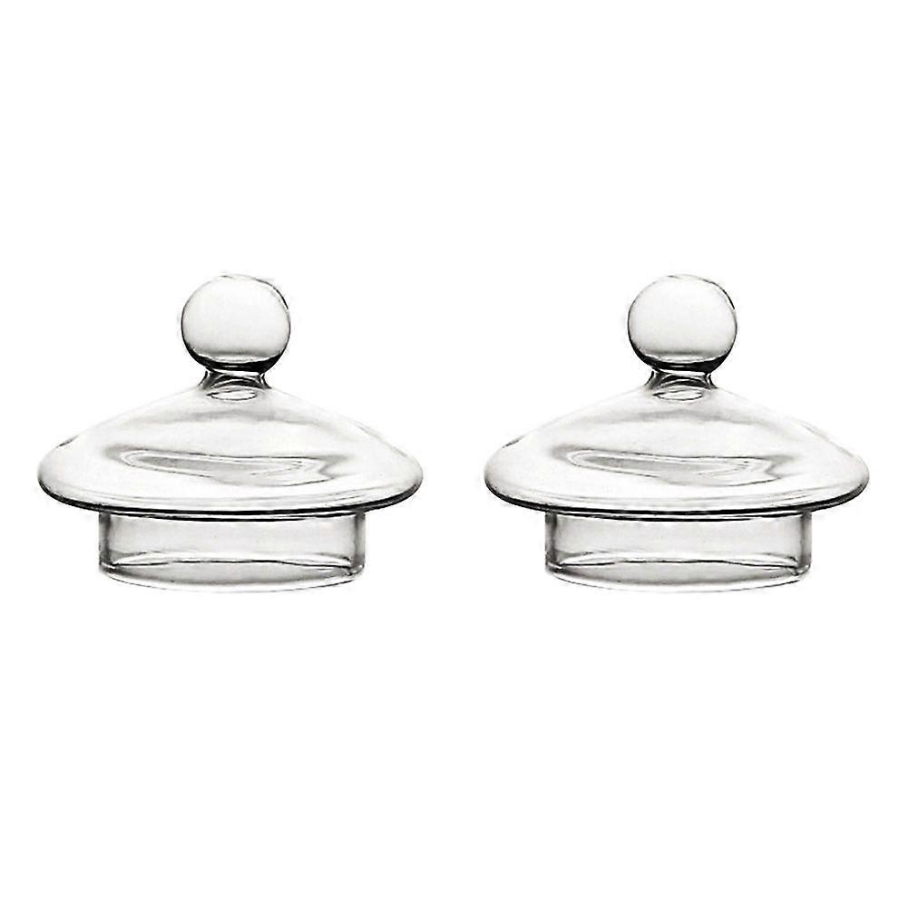 2Pcs Glass Leakproof Goblet Lid Creative Sealed Cover (Transparent)