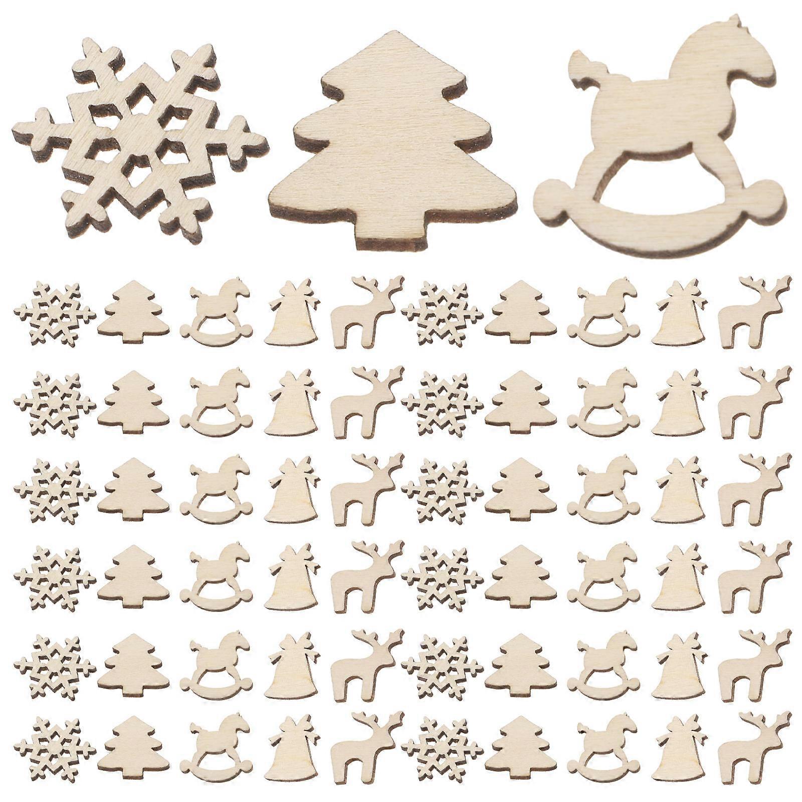 Wood Ornaments for DIY Crafts, Festive Shapes for Seasonal Decor