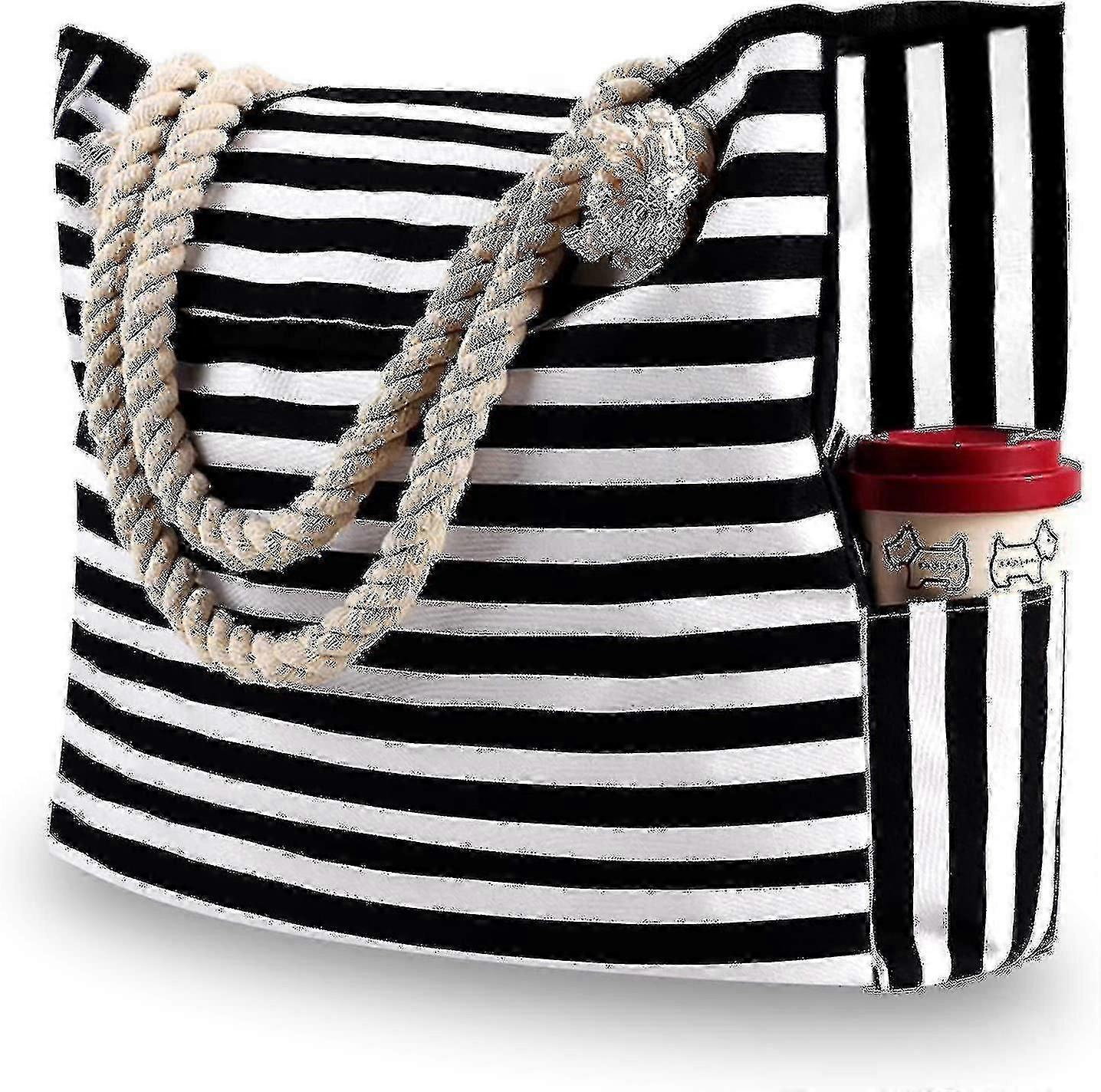 Extra Large Waterproof Canvas Beach Bag With 4 Inner Pockets For Travel Gym Swim And Beach Holiday-wtake-hhny - You