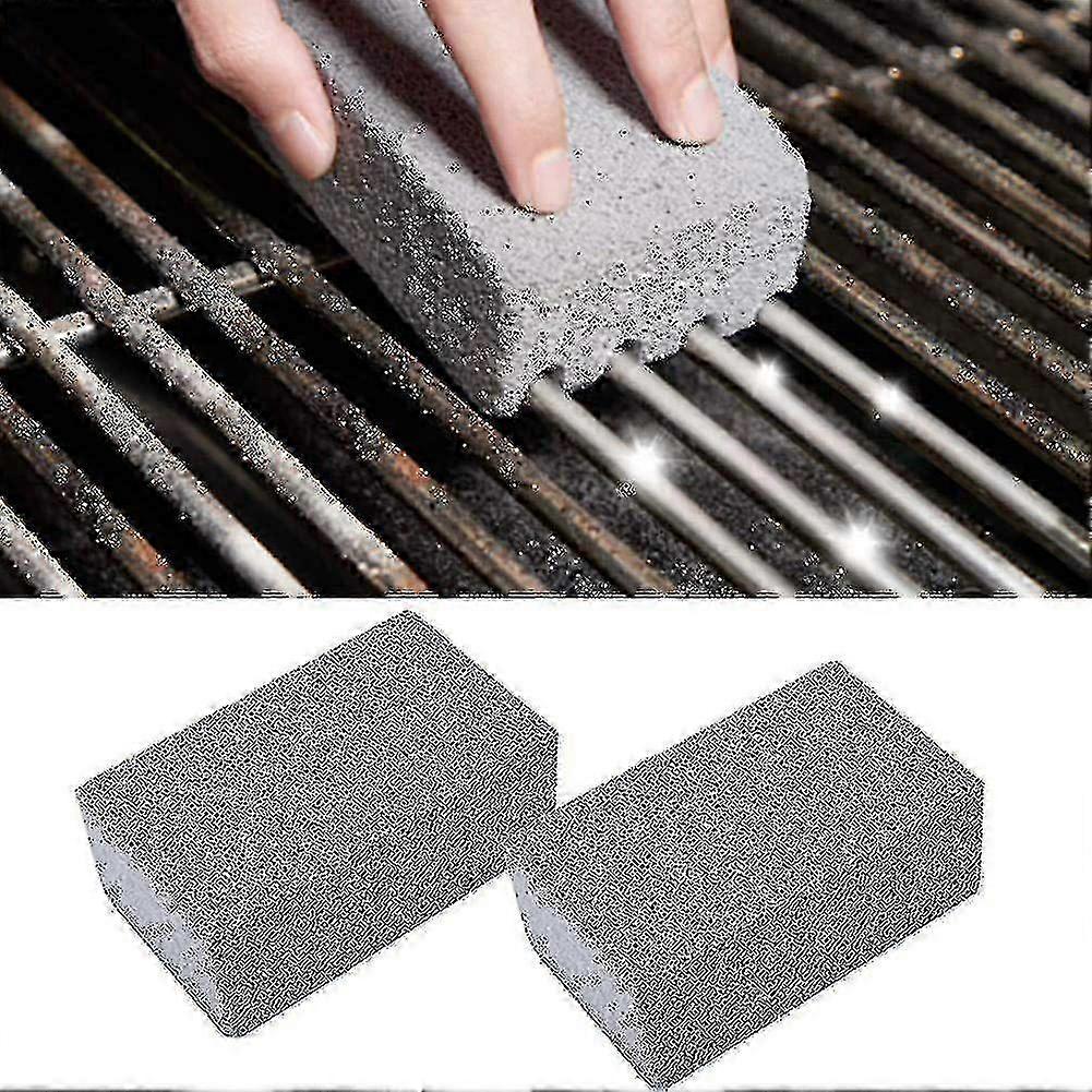 2 Pcs BBQ Grill Cleaning Stone for Stains & Grease, Gray