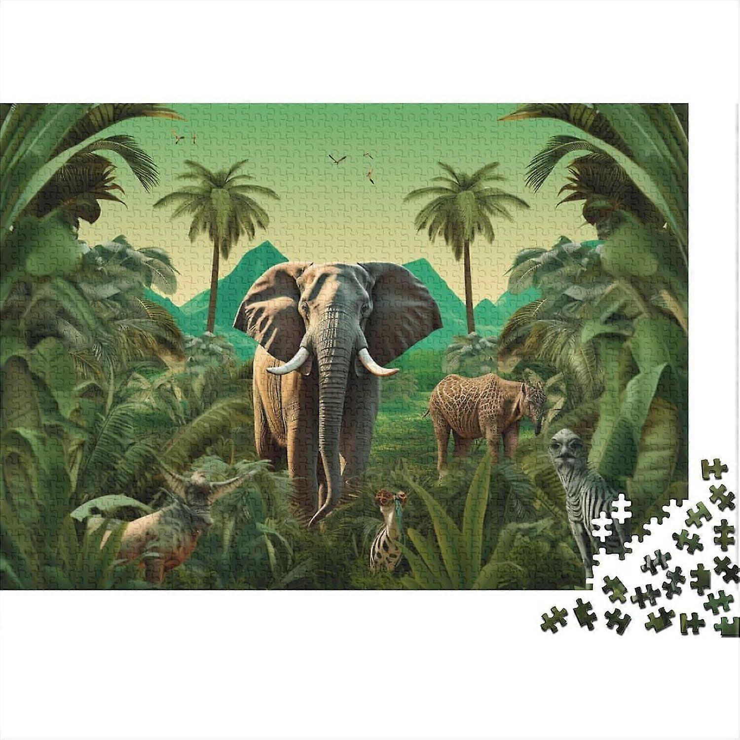 Jungle Animals Jigsaw Puzzles for Adults Wooden Wildlife Art Puzzle with Precise Interlocking Design Puzzles Unique Family Games for Home Decor And Gi