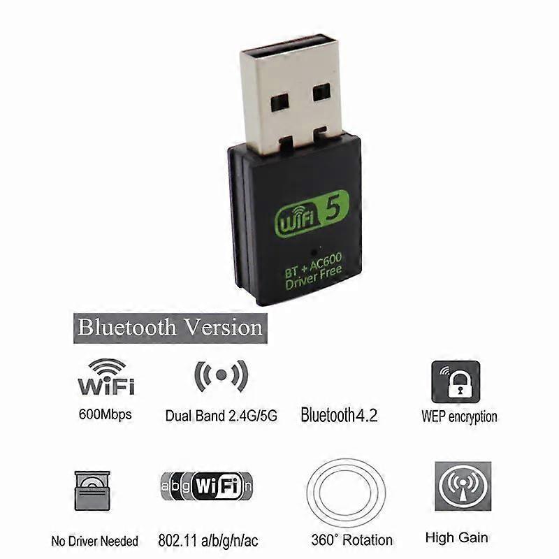 600Mbps USB WiFi Bluetooth Adapter Dual Band 2.4/5.8Ghz Wireless External Receiver RTL8821CU WiFi Dongle