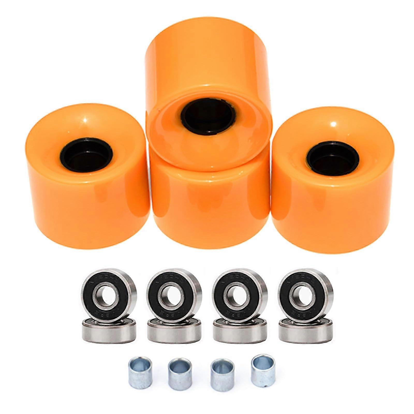 Pack Longboards Skateboard Cruising wheelset with bearings spacers and Longboards wheelset Orange wheel black c
