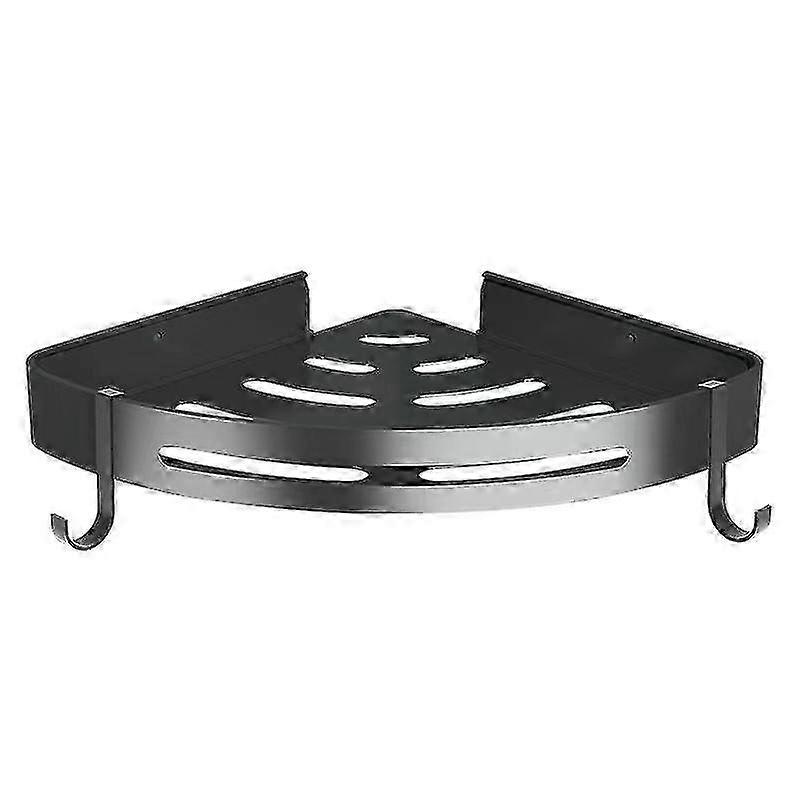 ドリルなしのアルミ製シャワーシェルフ、粘着式壁掛けバスオーガナイザー(ブラック)