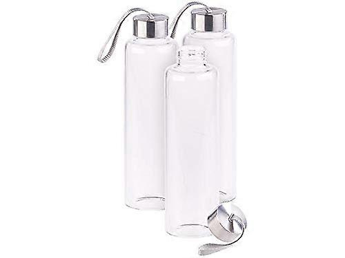 Glass drinking bottles: set of 3 drinking bottles made of borosilicate glass, 550 ml, BPA (dishwasher drinking bottles, water bottle glass)