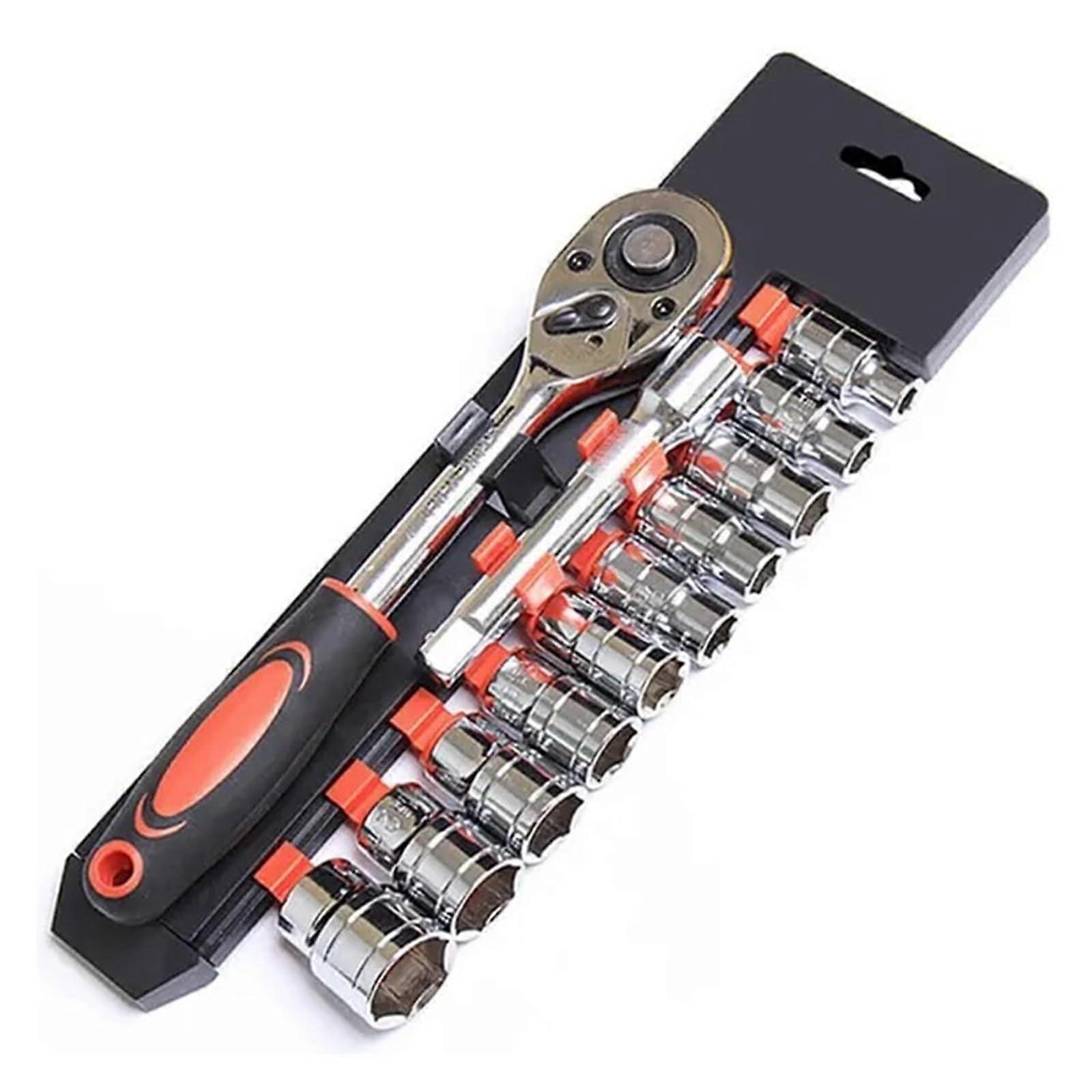 Ratchetkeyset 12piece 1/2 inch metric impact sockets, ratchet wrench Ref: 2590