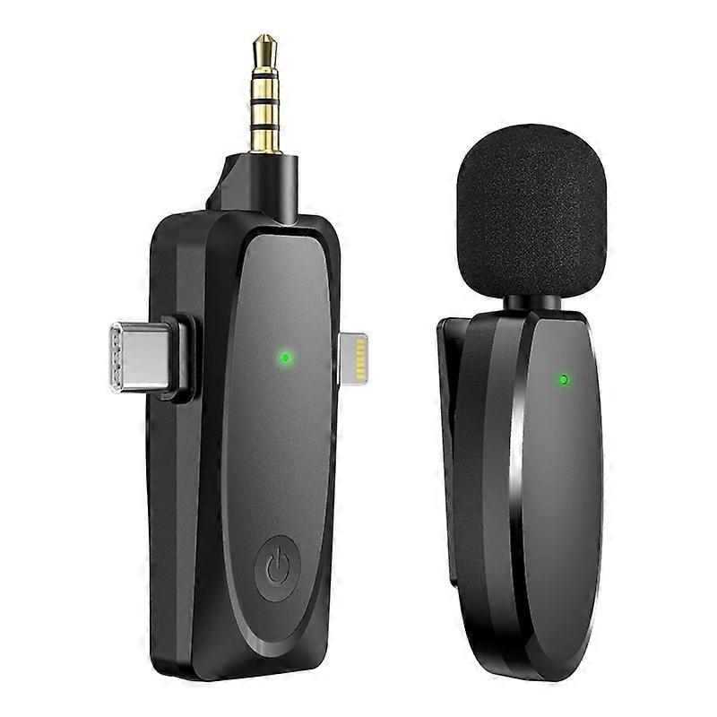 AP003 For Lightning 3.5mm AUX Type C Receiver 2.4GHz Wireless Lavalier Microphone (1 Mic 1 Receiver)
