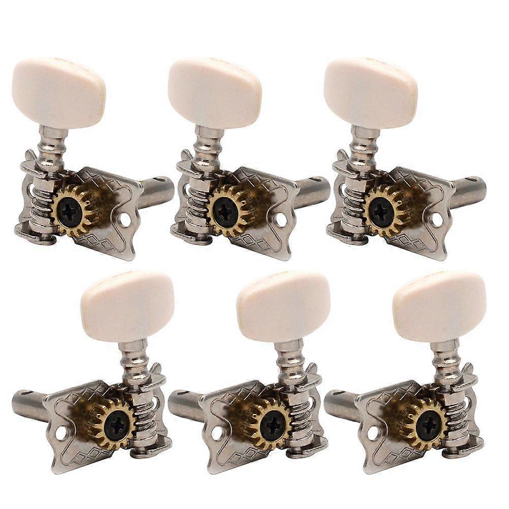 6PCS Gitarr Tuning Pegs Ersättning Retro Gitarr Tuning Tangenter För Akustisk Gitarr Ukulele - Vänster Höger (Vit)
